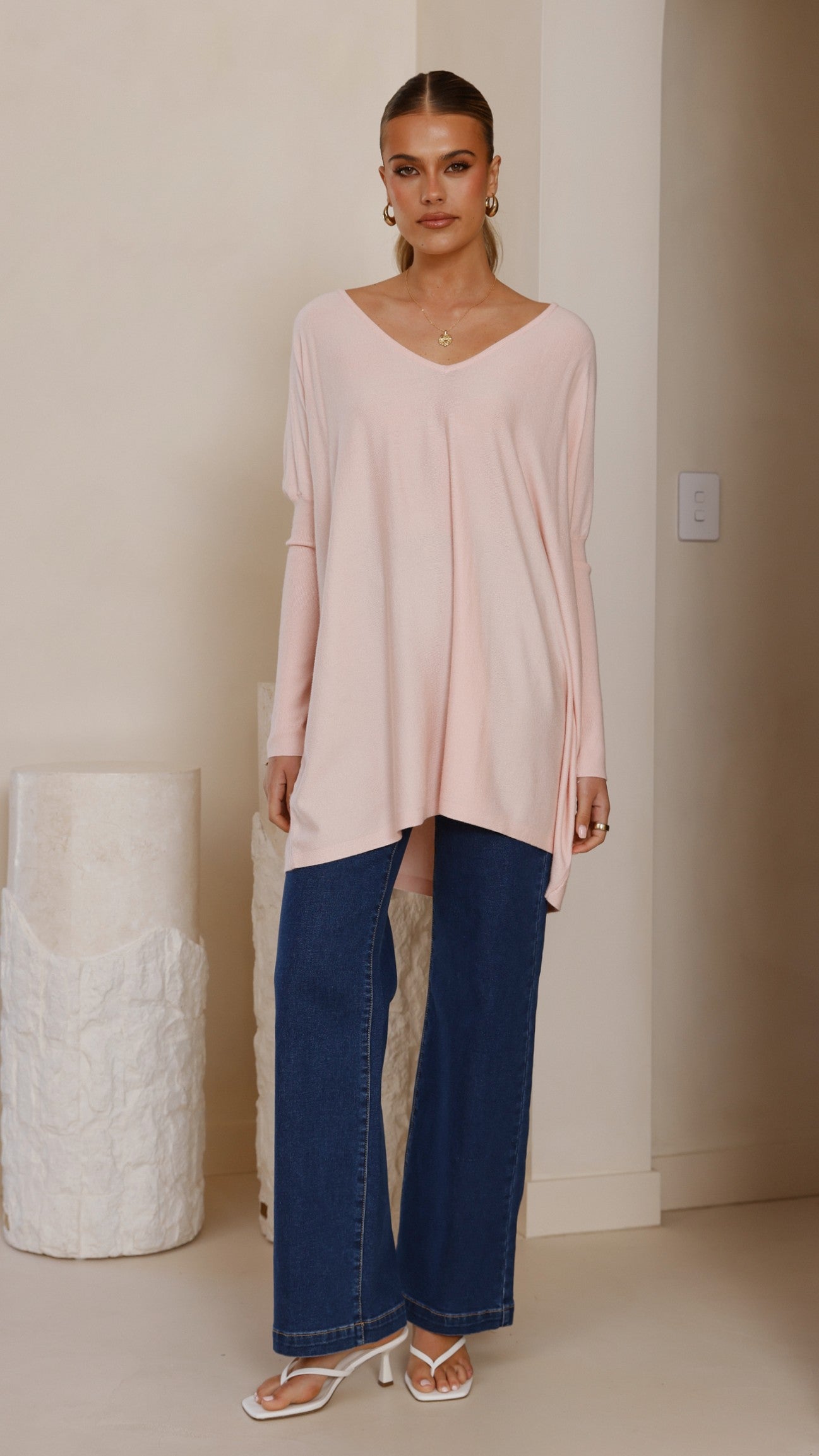 Amalia Knit Top for Women - Soft Blush Pink Casual T-Shirt | Perfect for Everyday Wear, Layering & Office Outfits