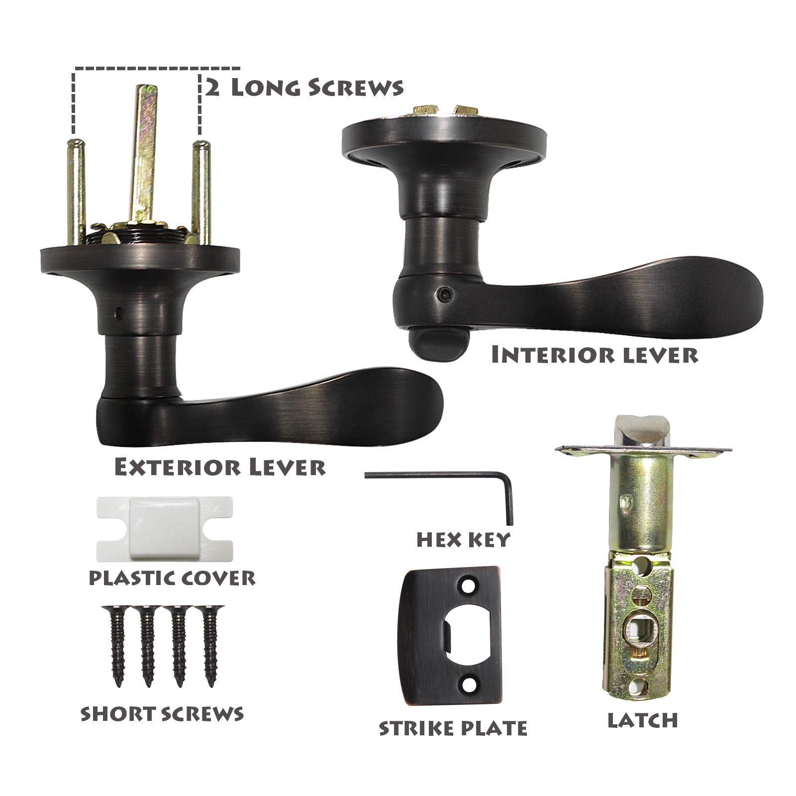 Gobrico 6-Pack Privacy Door Levers with Thumb Turn Lock - Reversible for Left/Right Handed Doors, Oil Rubbed Bronze Finish - Perfect for Bedrooms, Bathrooms & Interior Doors