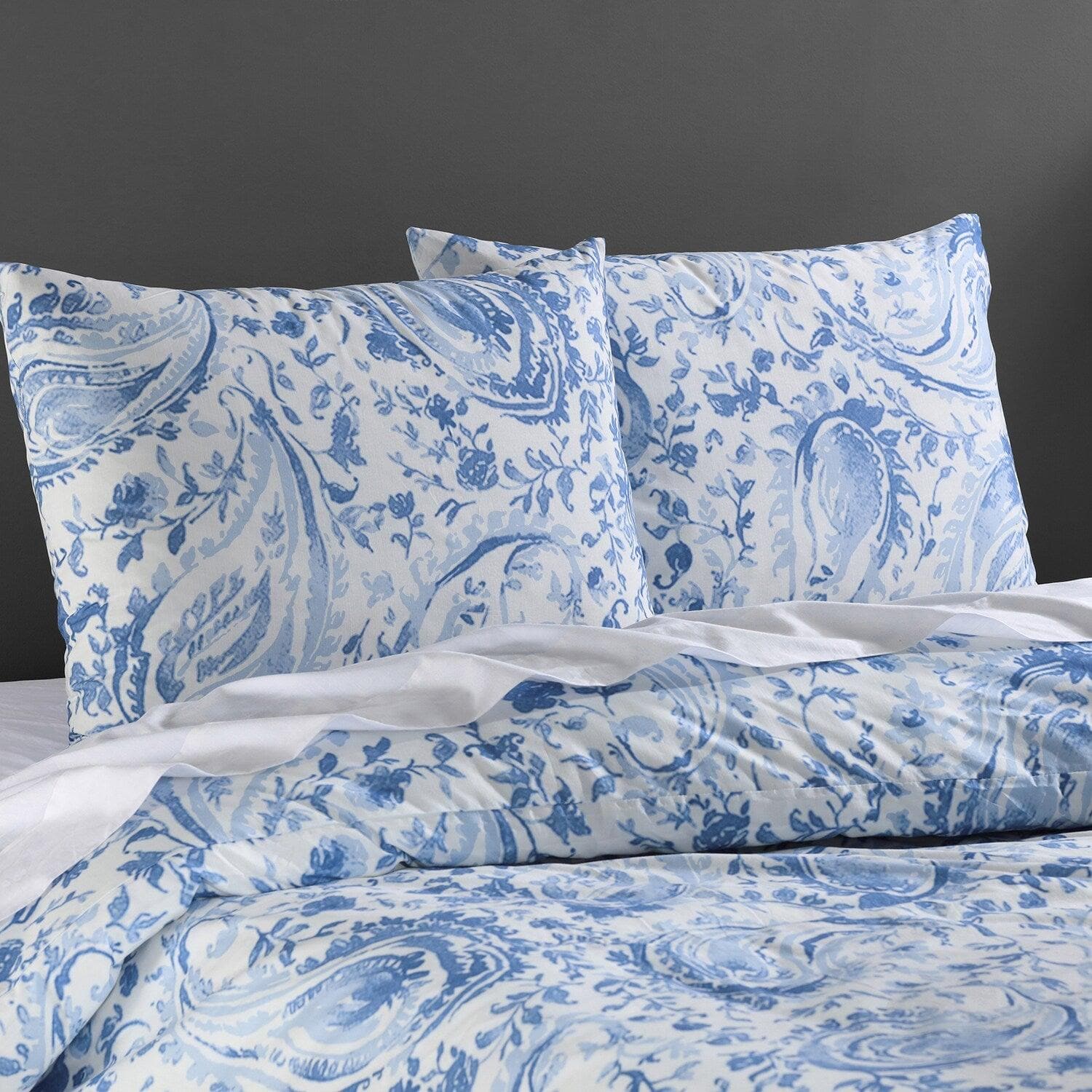 Premium Mystic Blue Cotton Percale Printed Duvet Cover Set - Soft & Breathable Bedding for Luxury Hotels, Guest Rooms & Master Bedrooms