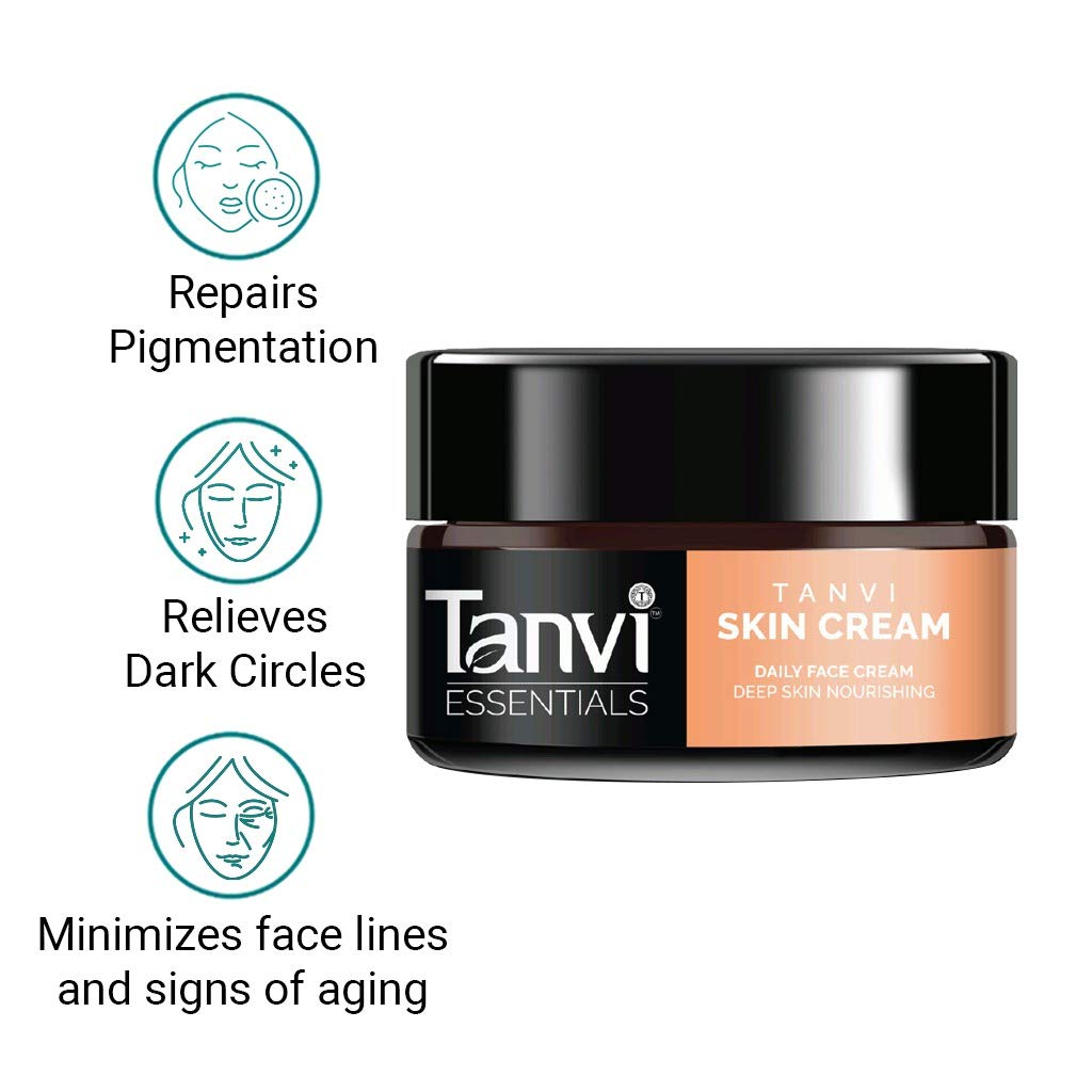 Tanvi Essentials Ayurvedic Skin Brightening Face Cream for Men & Women - 100% Natural, GMP Certified, Lightens Dark Spots & Pimple Marks, Made in India (50g) | Daily Moisturizer for Glowing Skin & Even Tone