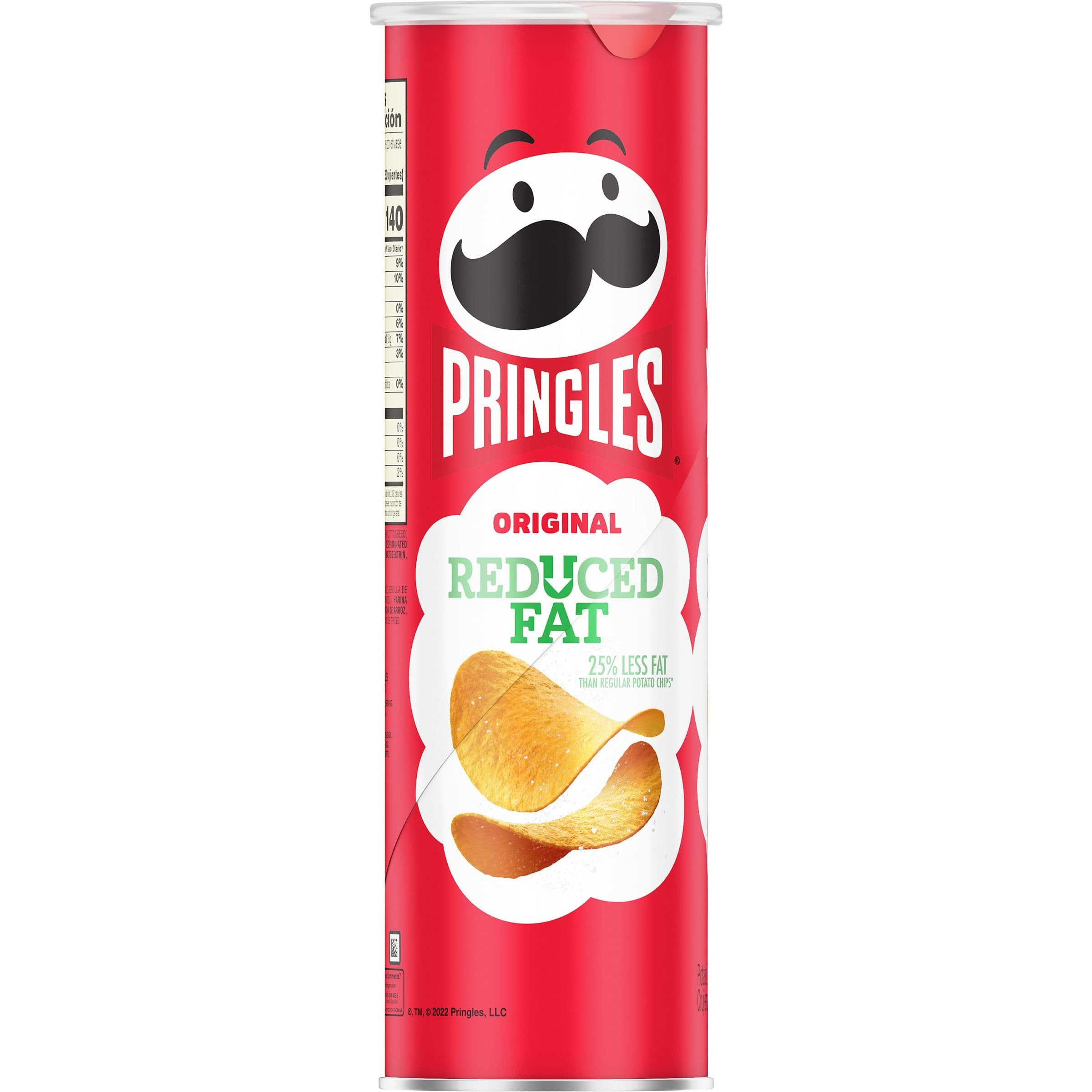 Pringles Reduced Fat Potato Crisps Chips - 4.9oz Can (Pack of 1) | Healthy Lunch Snacks, On-The-Go Snacking for Work, School & Travel | Low Fat Crunchy Treat