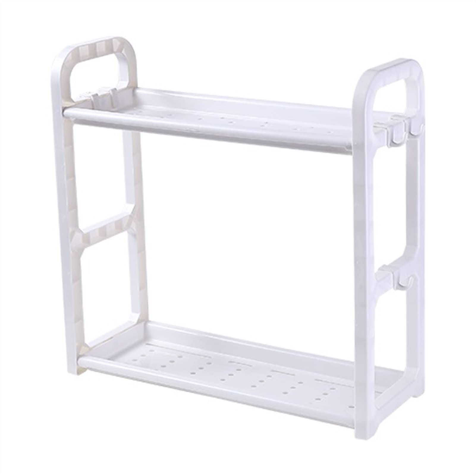 2-Tier Spice Rack Organizer - Freestanding Bathroom & Kitchen Storage Shelf for Wall Corner - Space Saving Home Organization Solution for Spices, Toiletries & Small Items (Color: White) - Perfect for Small Apartments, RVs & Cluttered Countertops
