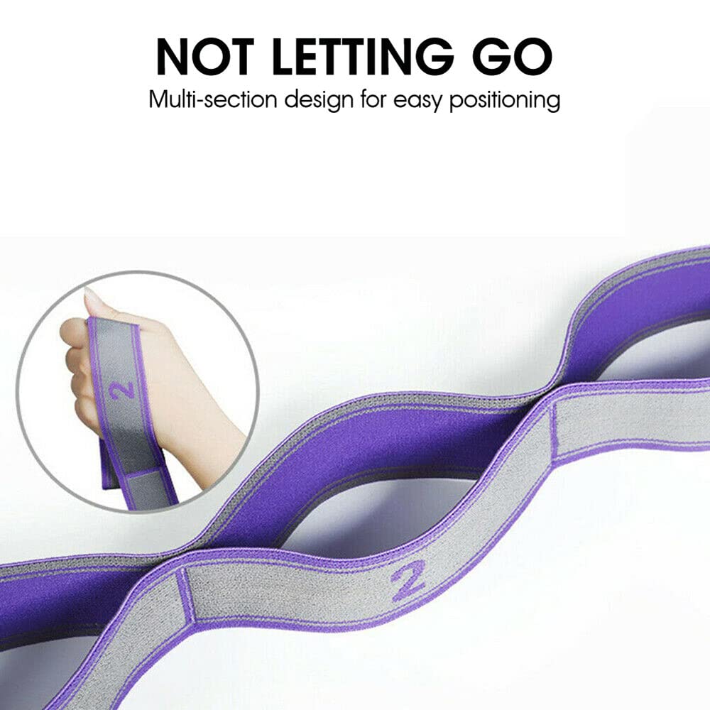 9-Segment Yoga Pull Strap Belt - Latex Elastic Stretching Band for Yoga, Pilates, Gym & Fitness - High-Quality Polyester Resistance Exercise Bands (Blue) - Perfect for Home Workouts, Physical Therapy & Muscle Training