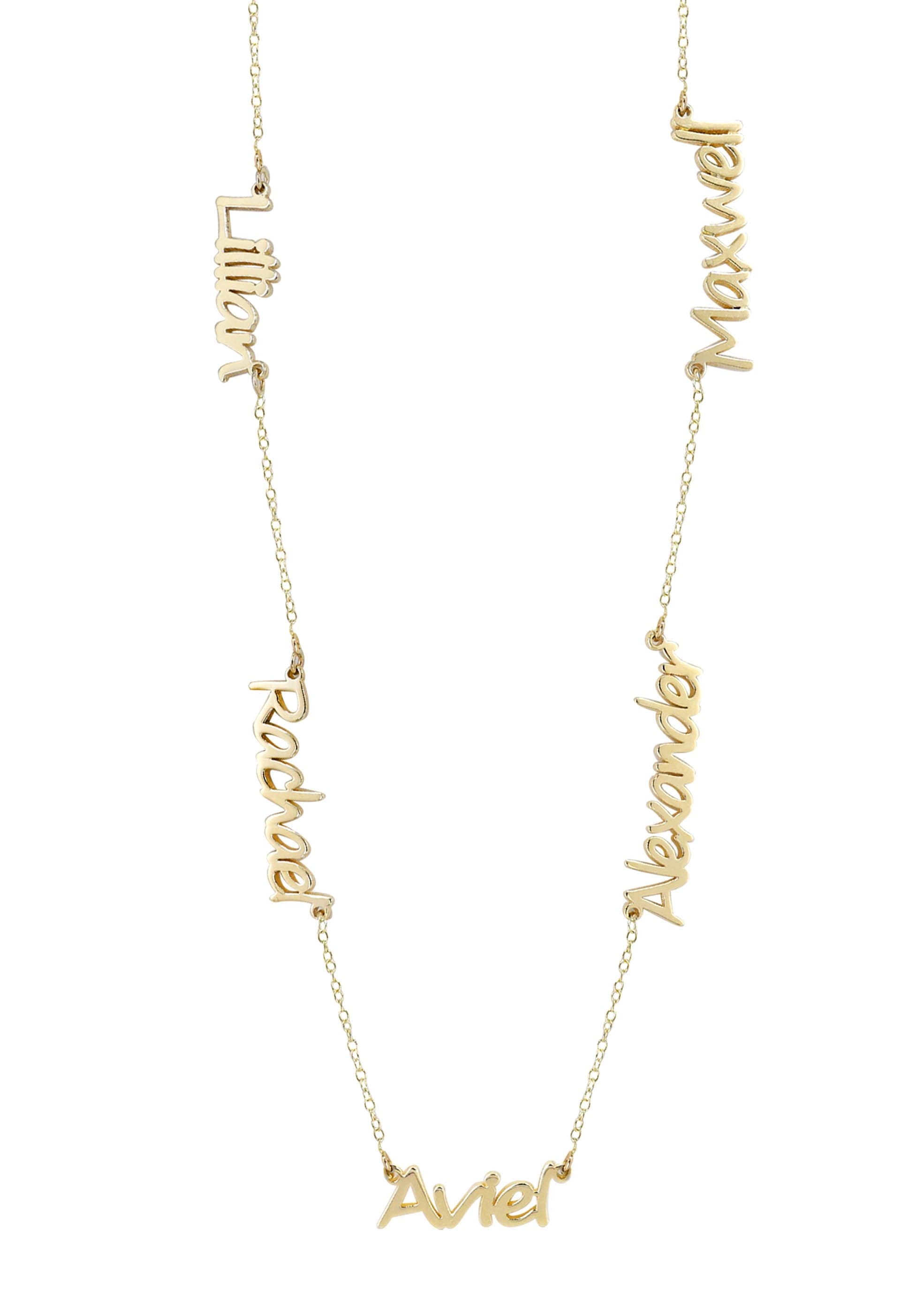 14K Yellow Gold Personalized Name Necklace with 1-5 Names - Custom Engraved Jewelry for Women | Perfect Gift for Birthday, Anniversary & Mother's Day