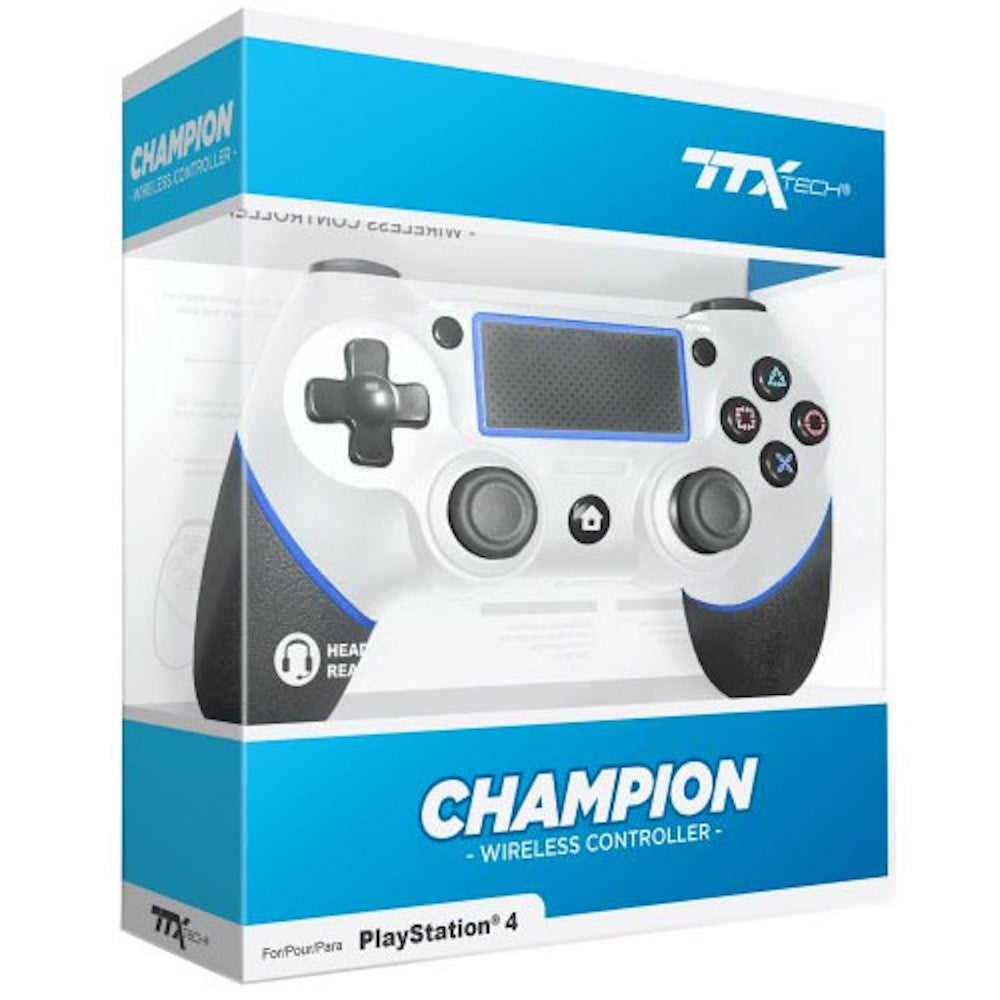 PS4 Wireless Controller - TTX Tech Champion Edition (White) | Compatible with PlayStation 4, Gaming, Streaming & Multiplayer Sessions