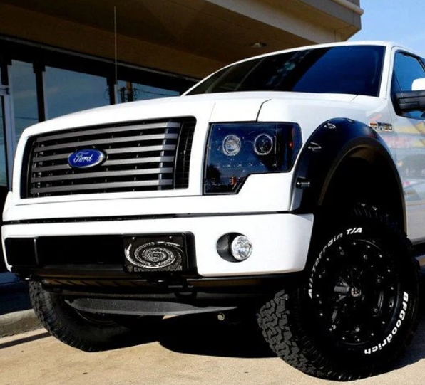 Ford F150 & Raptor 2009-2014 Projector Headlights with CCFL Halos & DRL - Smoked/Black Lens - Upgrade for Off-Road & Night Driving