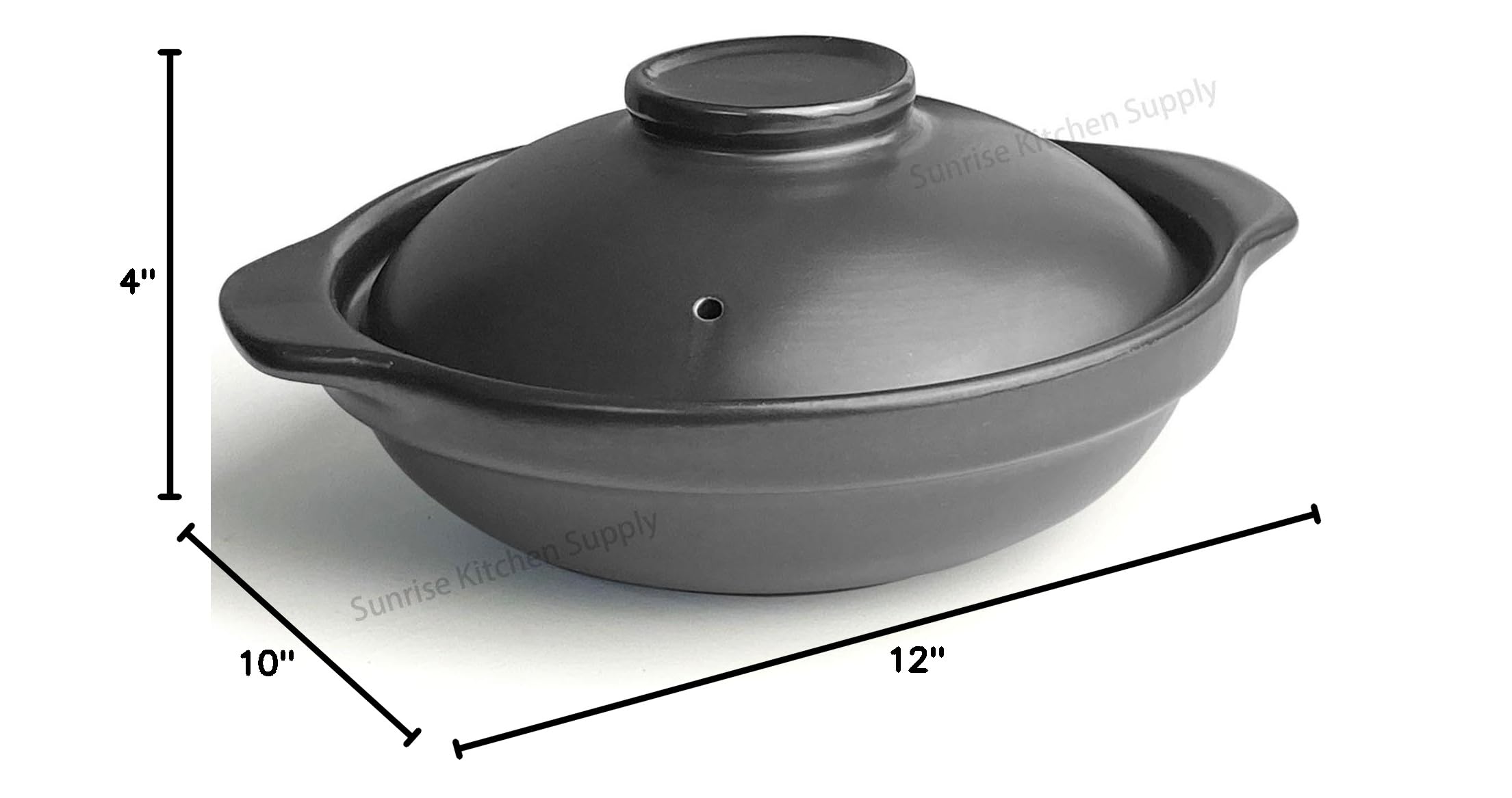 Premium Black Clay Casserole Pot (28 oz) – Durable Stoneware for Slow Cooking, Baking & Serving – Ideal for Soups, Stews, and Oven-to-Table Meals
