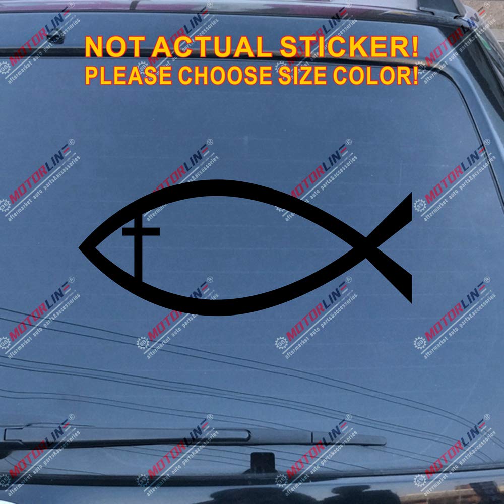 Jesus Fish Cross Sticker - Christian Vinyl Decal for Car & Bible Study
