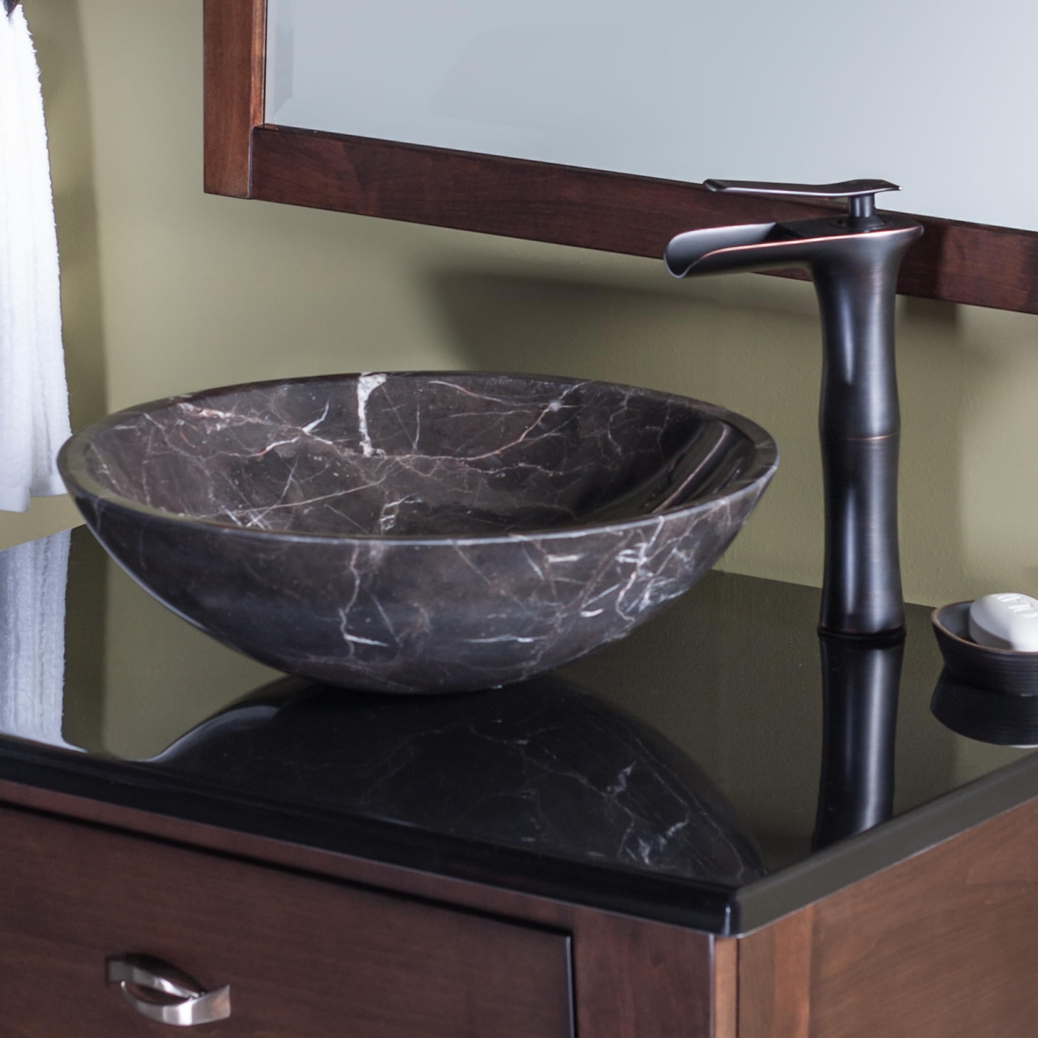 Novatto NOSV-CM Modern Vessel Bathroom Sink - Ceramic Above Counter Bath Sink for Vanity, Powder Room & Guest Bathroom Decor