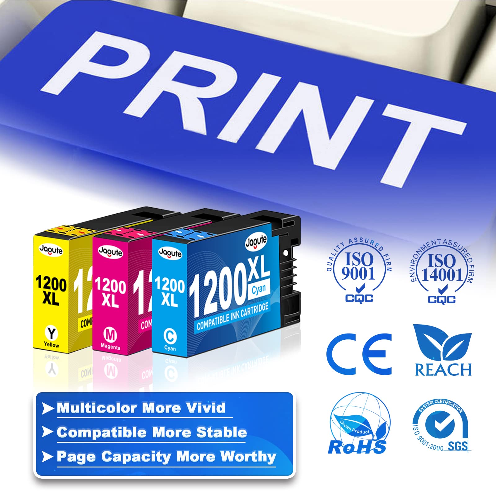 Jagute Maxify 1200XL Ink Cartridges 6-Pack - Compatible for PGI-1200XL Printers - Home & Office Use