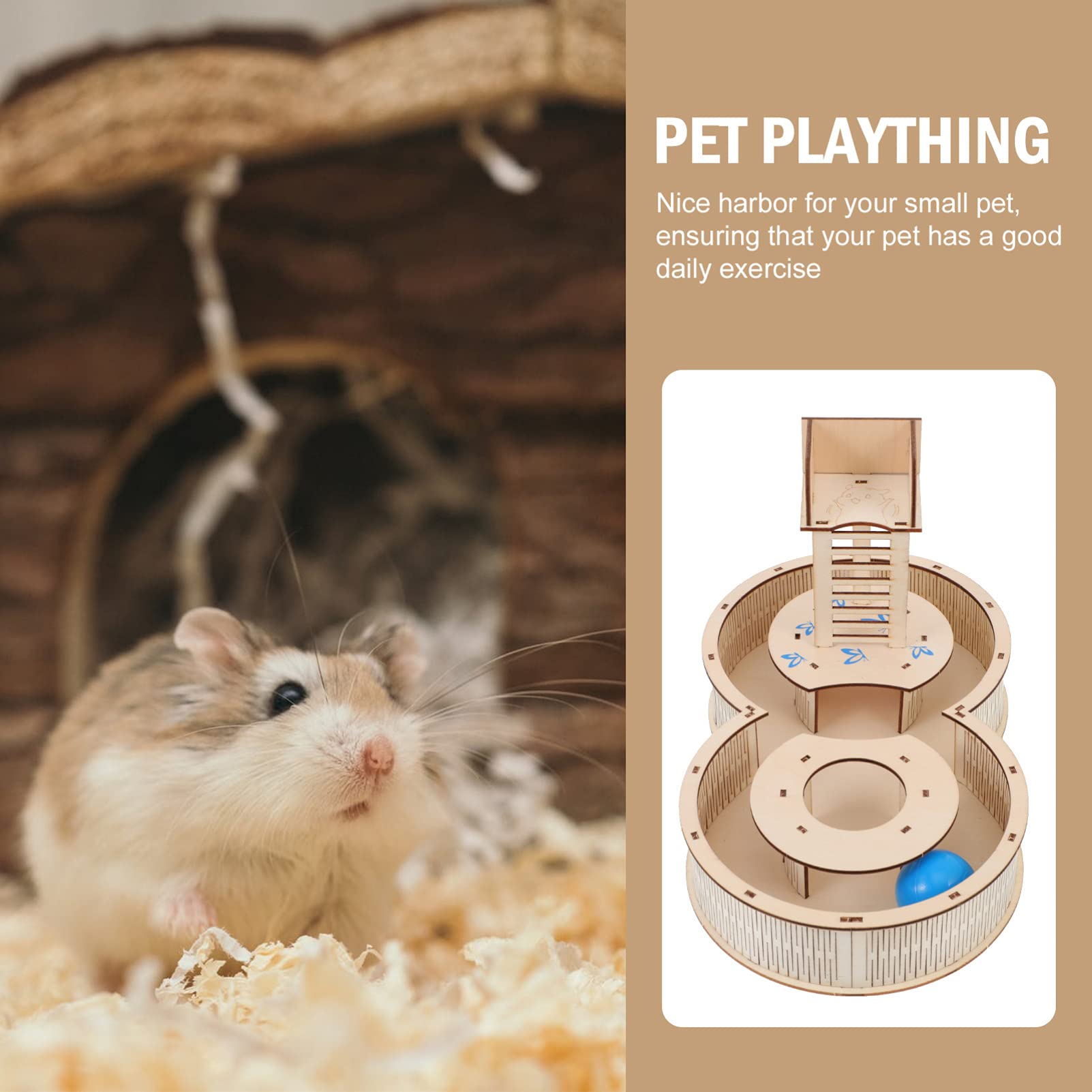 Balacoo Natural Wooden Hamster Maze Toy - Creative Gerbil Labyrinth House for Small Pets (Mice, Hamsters) - Fun Interactive Habitat & Hideout for Play & Exercise - Perfect for Cage Enrichment & Mental Stimulation