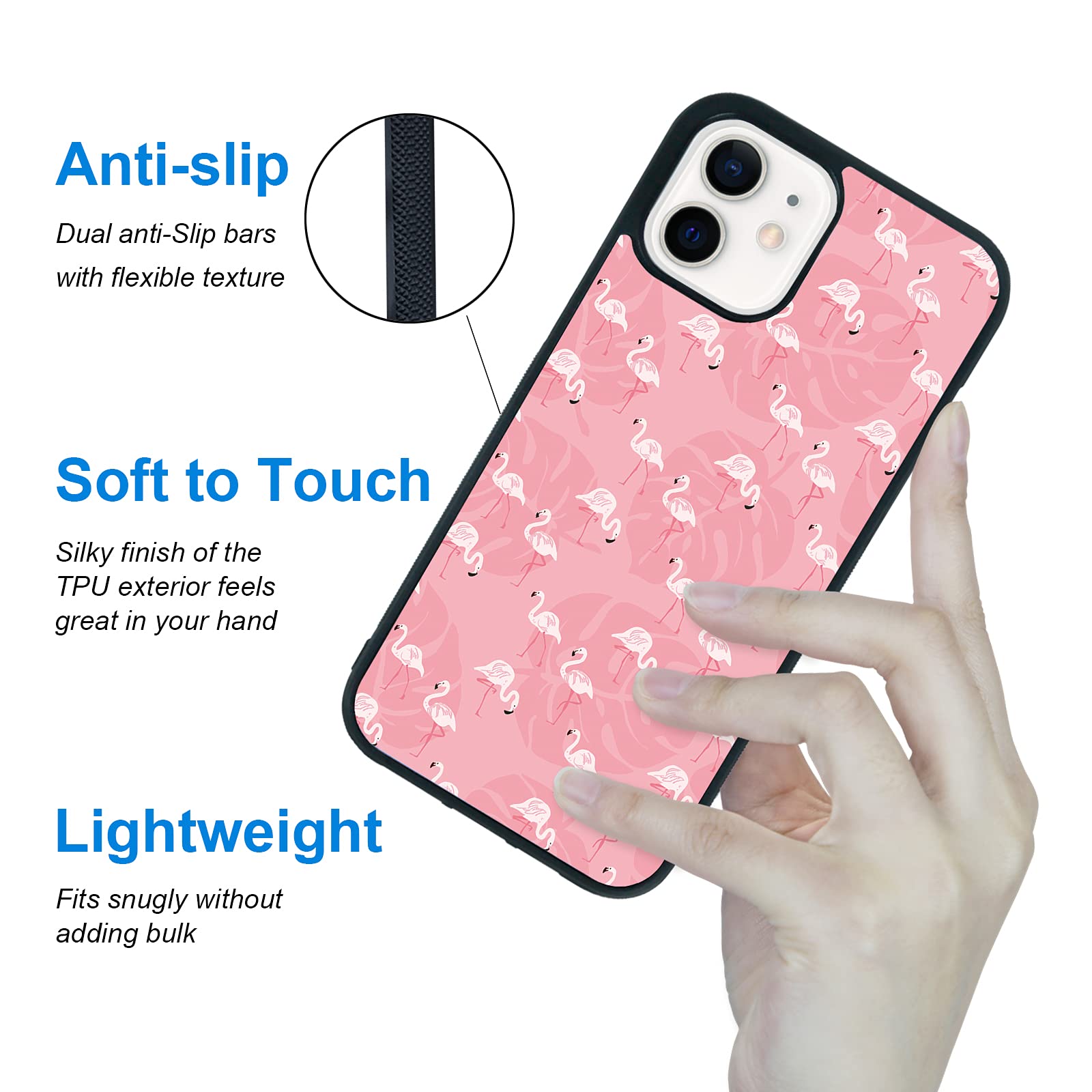 Pink Flamingo Shockproof Protective Phone Case for iPhone 12 Mini 5.4 Inch - Cute TPU Aluminum Cover for Women & Girls | Perfect for Summer Beach Trips, Pool Parties & Outdoor Adventures