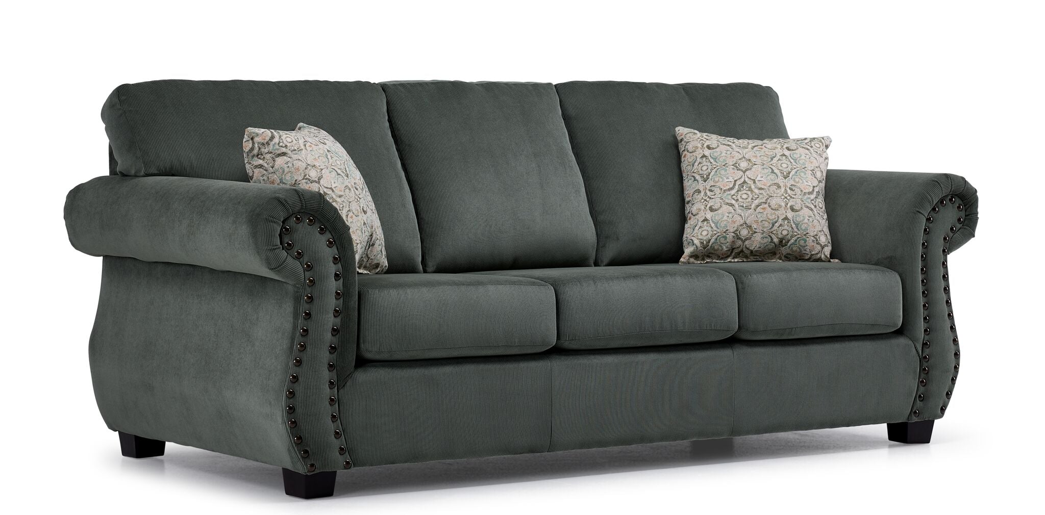 Modern Green Brooklyn Sofa - Comfortable 3-Seater Couch for Living Room, Lounge & Small Spaces - Eco-Friendly Fabric & Sturdy Wooden Frame