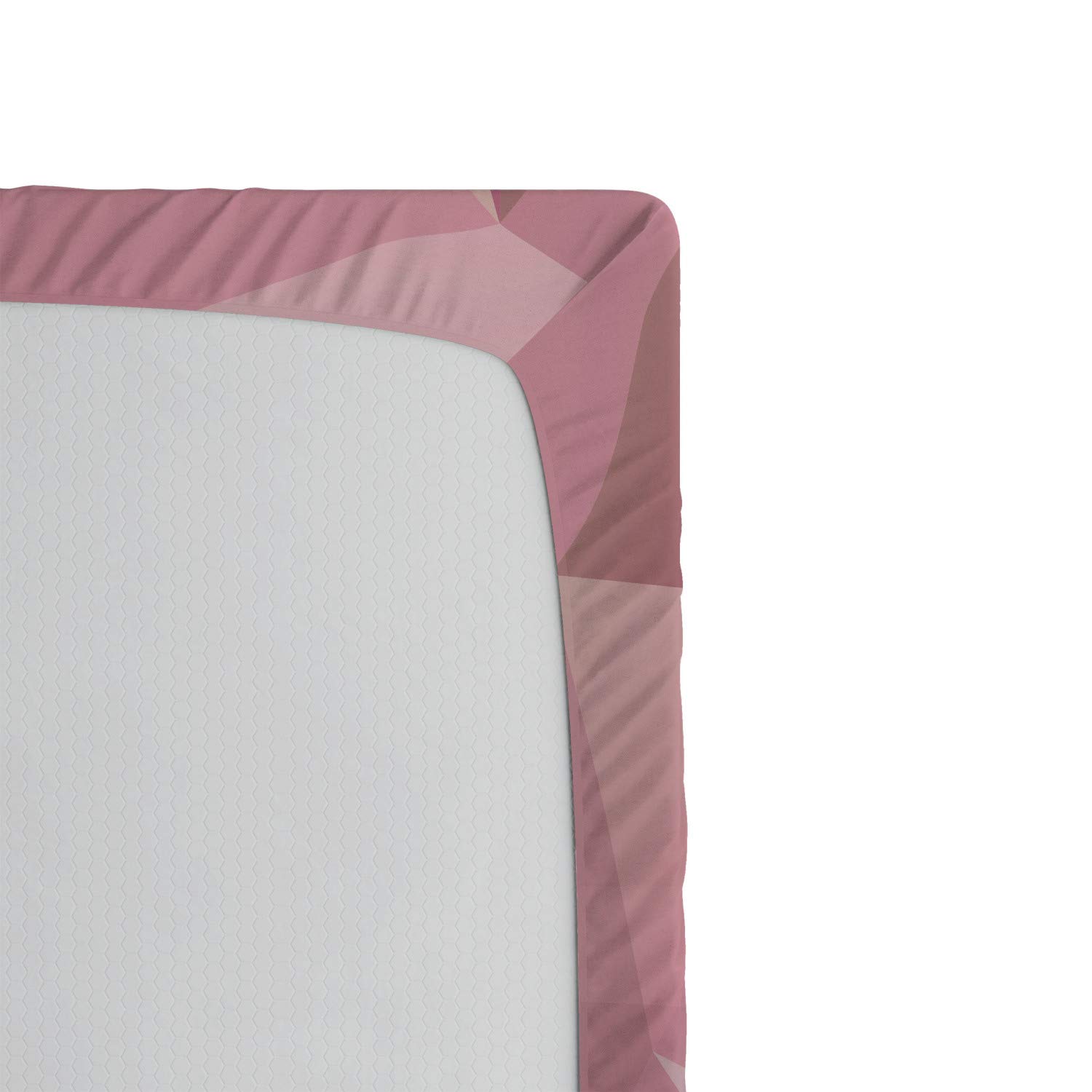 Ambesonne Abstract Fitted Sheet - Triangle Geometric Pattern Monochrome Bedding - Deep Pocket Elastic All Around - Twin XL Size in Rose Pink - Perfect for Guest Rooms, Dorms & Modern Bedroom Decor