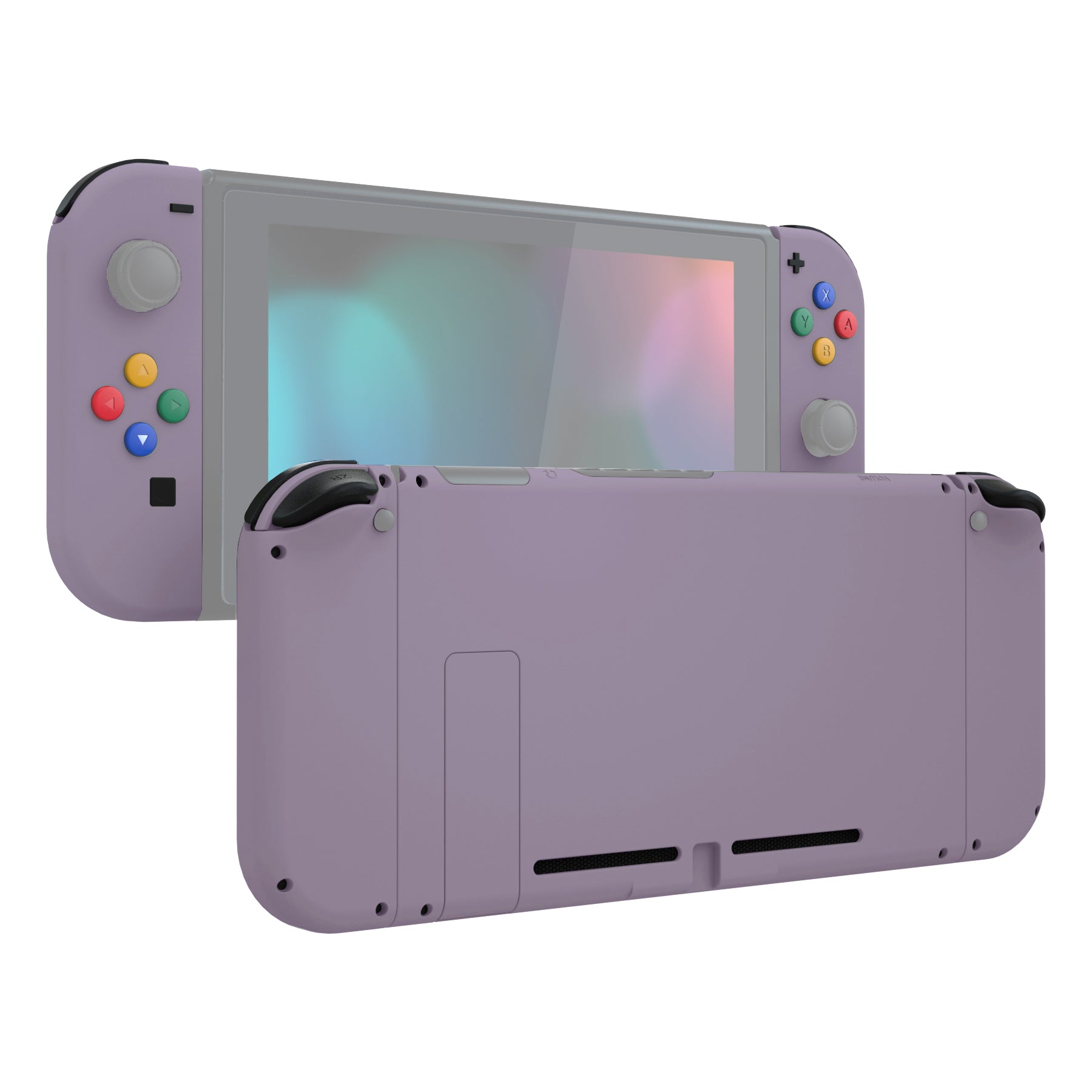 eXtremeRate Dark Grayish Violet Soft Touch Grip Backplate for Nintendo Switch Console & Joy-Con Controllers - Full Set Buttons Included - DIY Replacement Shell for NS Switch (Model QP341) - Perfect for Gaming, Travel, and Custom Modifications