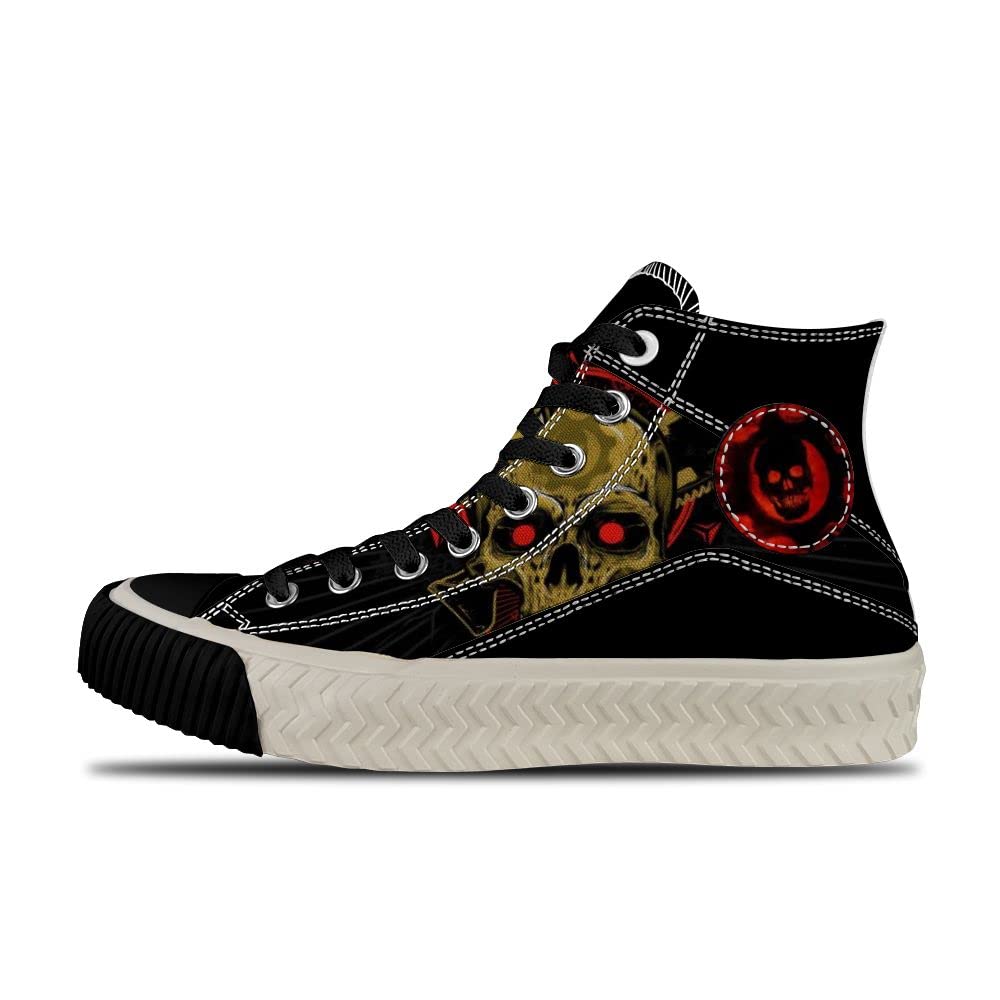 Custom Skull Print High Top Sneakers - Non-Slip, Shock Absorbing, Lightweight & Breathable Lace-Up Shoes for Men & Women - Perfect for Streetwear, Skateboarding & Unique Personalized Gifts