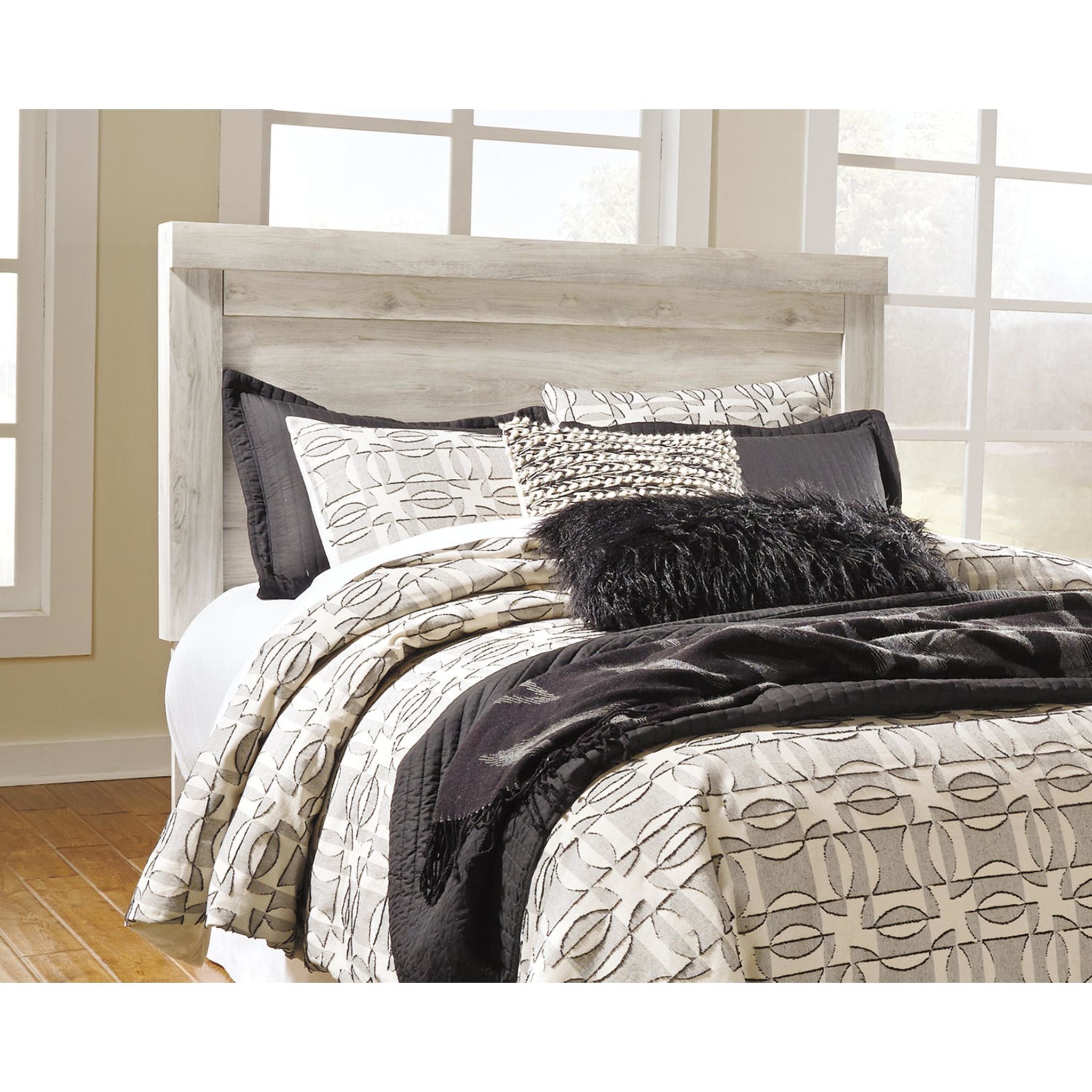 Bellaby Panel Headboard - Whitewash Finish - Queen Size Upholstered Bed Headboard for Bedroom Decor - Perfect for Modern, Farmhouse & Coastal Style Homes