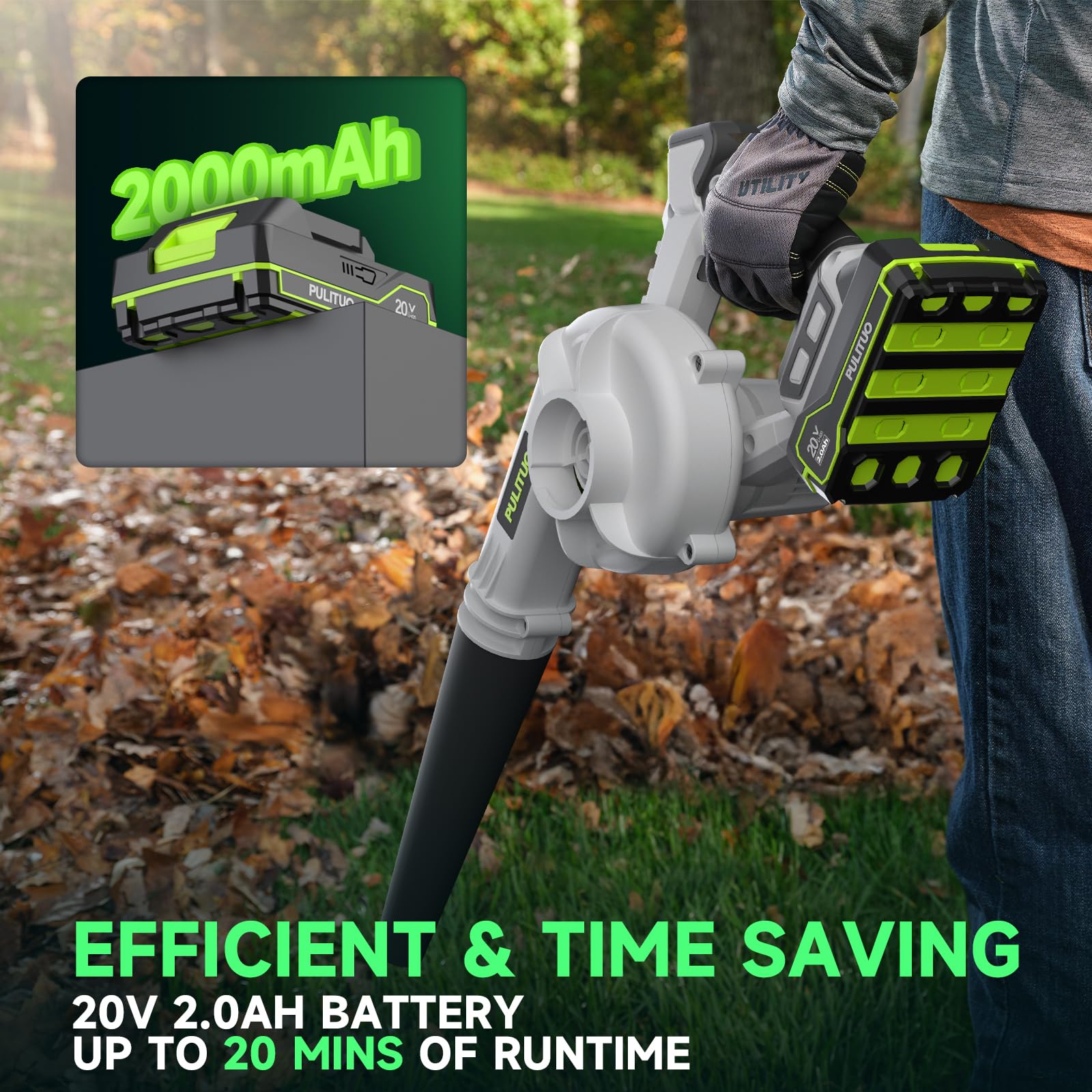 Cordless Leaf Blower with Battery & Charger - 150MPH 165CFM Brushless Electric Blower, 6-Speed Lightweight Yard Tool for Lawn Care, Patio, Garden, Grass & Dust Cleaning - Perfect for Fall Leaves, Driveway Debris and Outdoor Maintenance