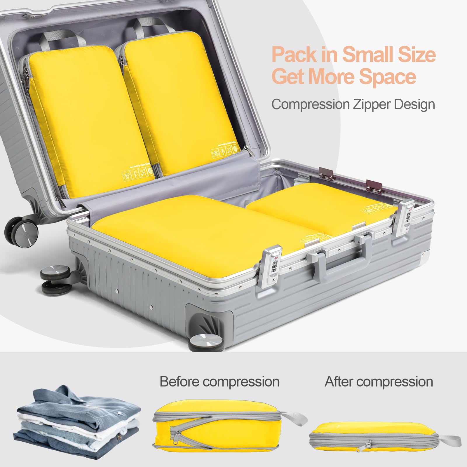 Cambond Compression Packing Cubes for Travel - 4-Piece Set of Lightweight Luggage Organizers for Women | Space-Saving Travel Essentials for Carry-On Suitcases & Backpacks | Perfect for Business Trips, Vacations & Weekend Getaways