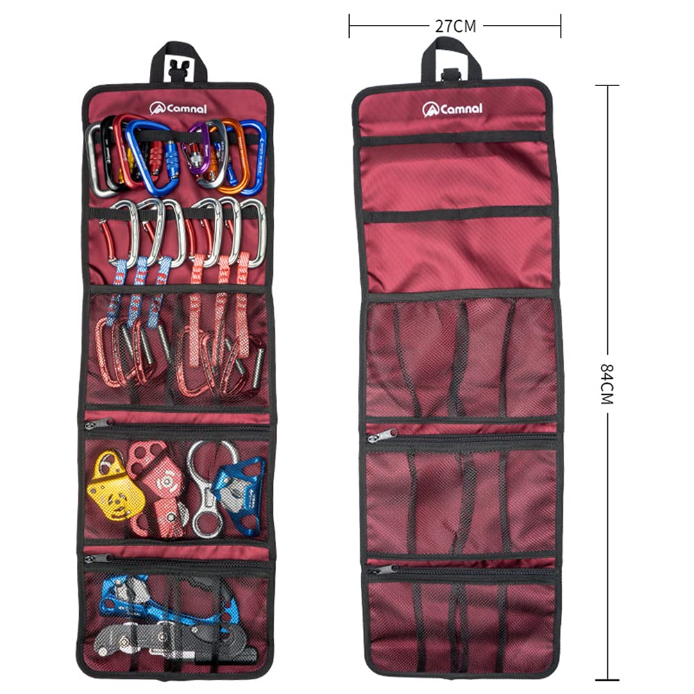Climbing Quickdraw Storage Bag - Durable Waterproof Foldable Gear Organizer with Carabiner Hook for Rock Climbing Equipment | Perfect for Outdoor Adventures & Gear Organization (Black)