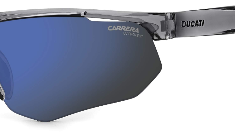 Ducati Carduc 044/S R6S Grey Black & Blue Rectangle Polarized Sunglasses for Men - Motorcycle Riding, Driving, Outdoor Sports & Fashion Accessory