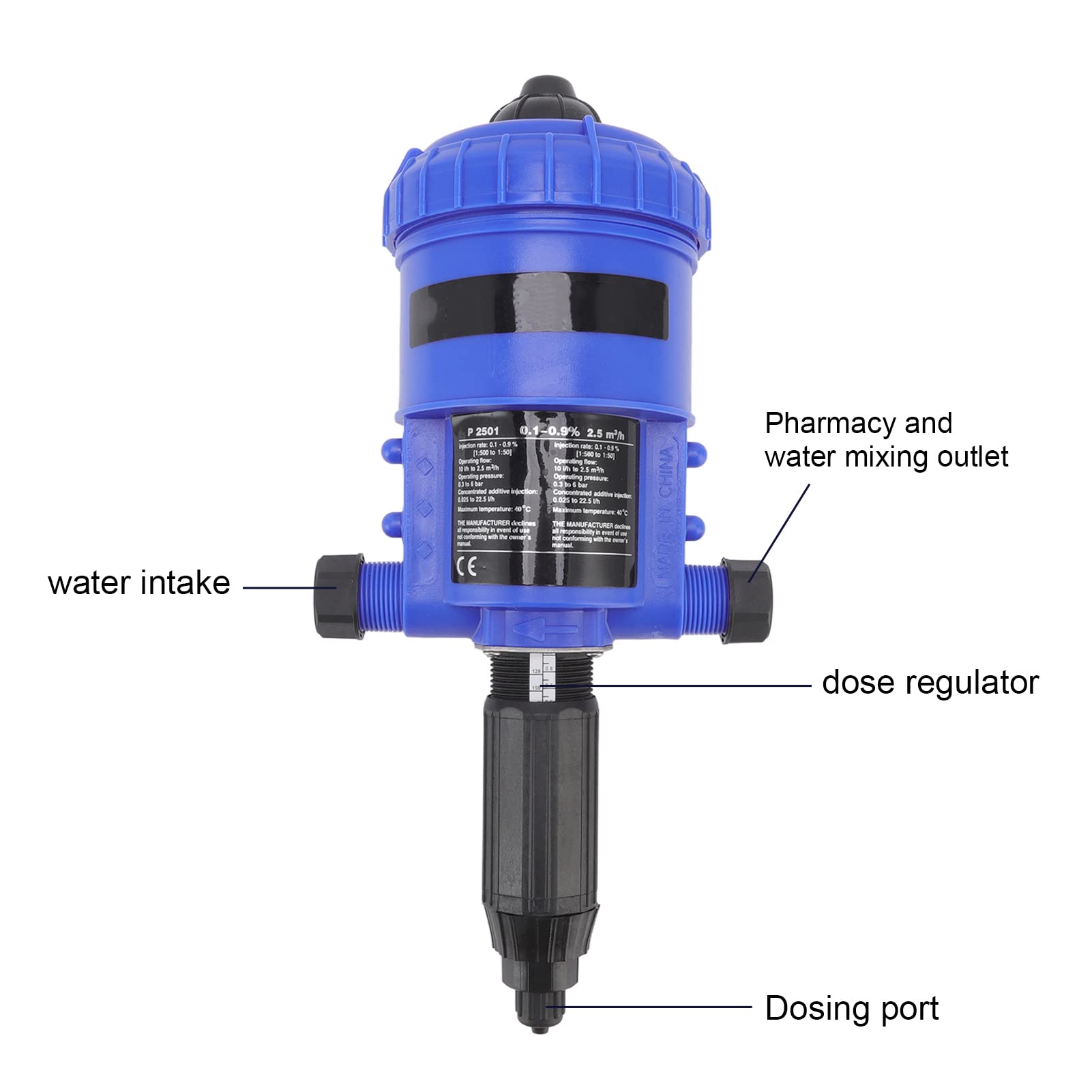 EVTSCAN 0.1%-0.9% Adjustable Automatic Proportional Fertilizer Injector | G3/4 Water Powered Dosing Pump | for Garden, Landscape & Greenhouse Drip Irrigation | Perfect for Hydroponics, Lawn Care & Agricultural Fertilization Systems