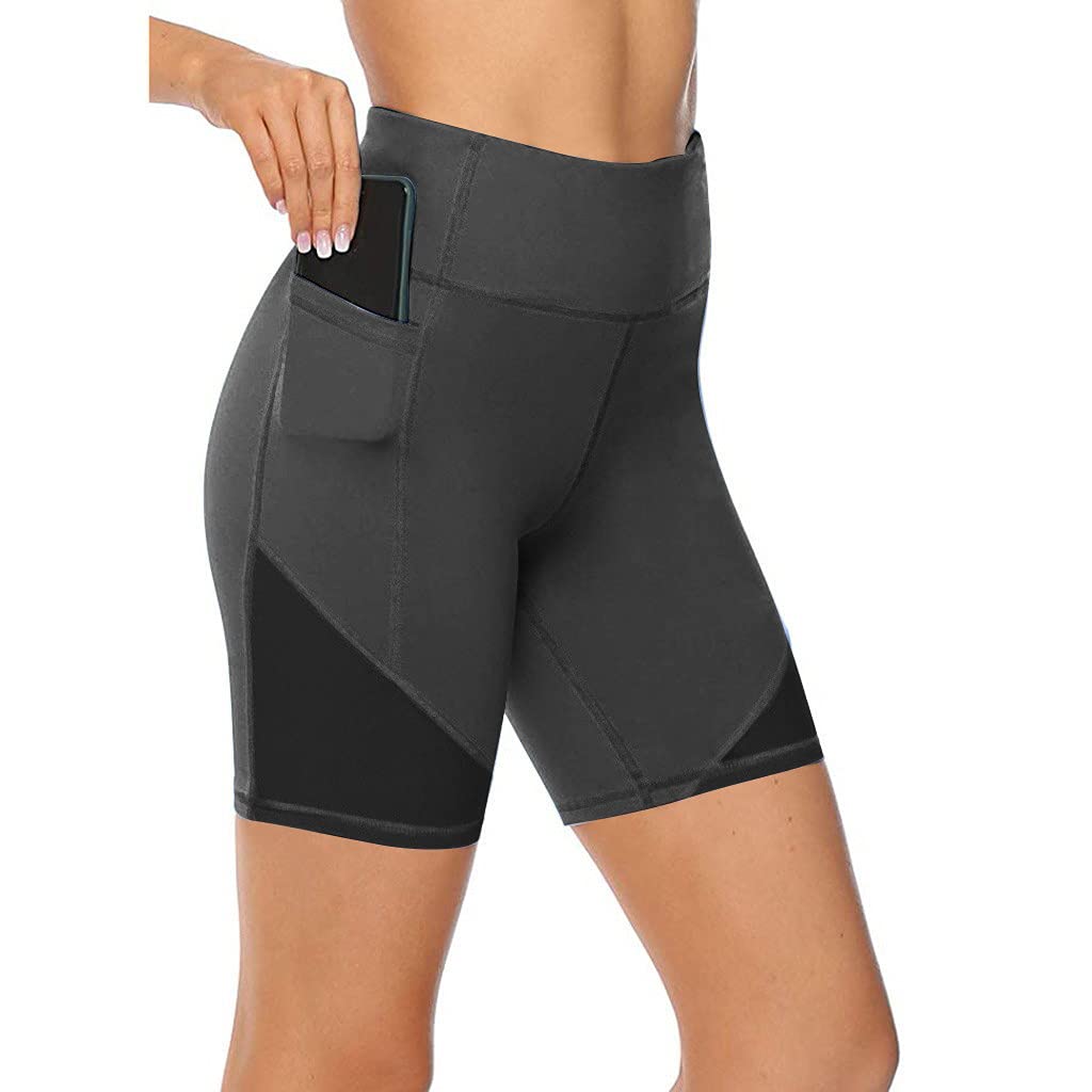 KCocoo Women's High Waisted Workout Shorts - Tummy Control Yoga & Running Biker Shorts with Side Pockets | Breathable Essential for Gym, Fitness & Lounge Wear