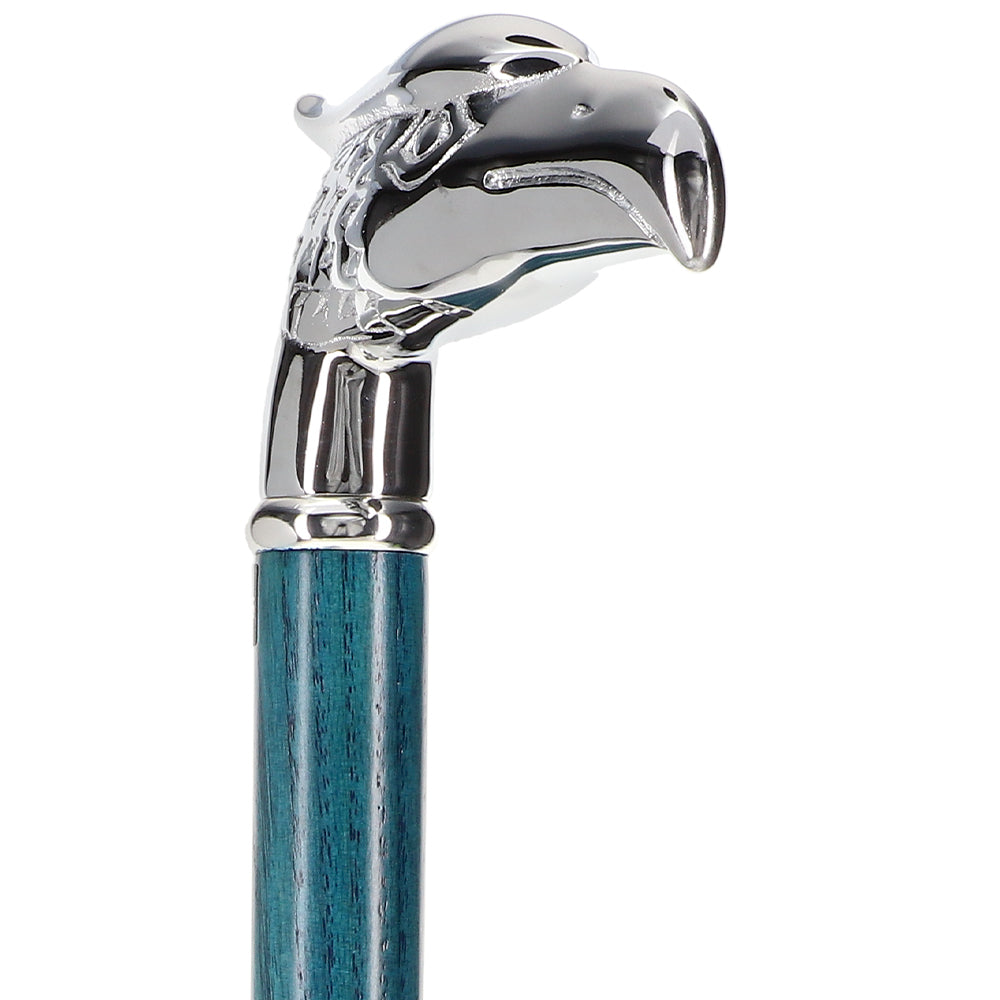 Premium Denim Blue Eagle Cane - Chrome Finish Patriotic Walking Stick for Men & Women | Durable Support Cane with Elegant American Flag Design | Ideal for Veterans, Seniors, and Patriotic Events