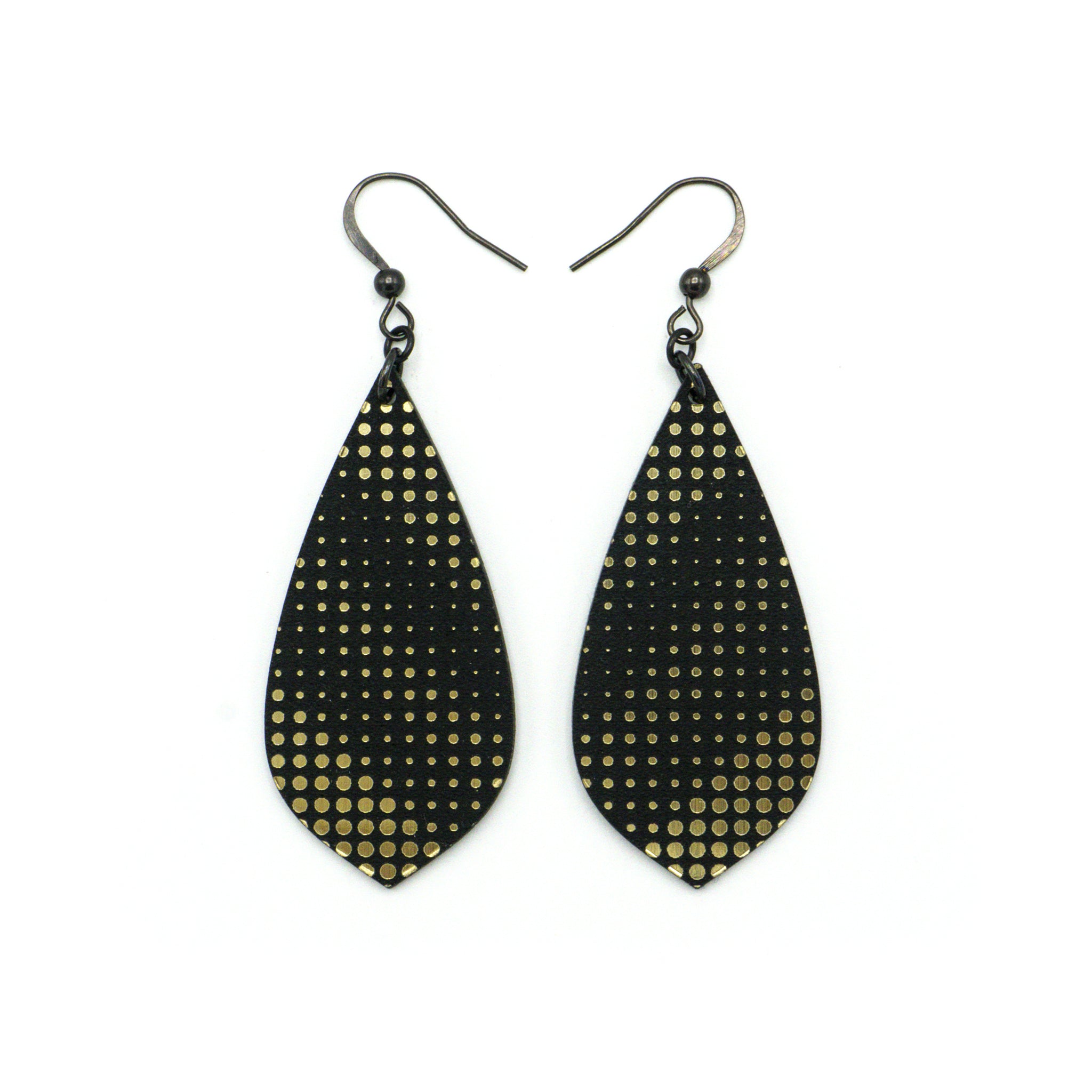 Gem Point [11R] Acrylic Earrings - Brushed Gold & Black | Stylish Fashion Jewelry for Women, Perfect for Parties, Weddings & Everyday Wear