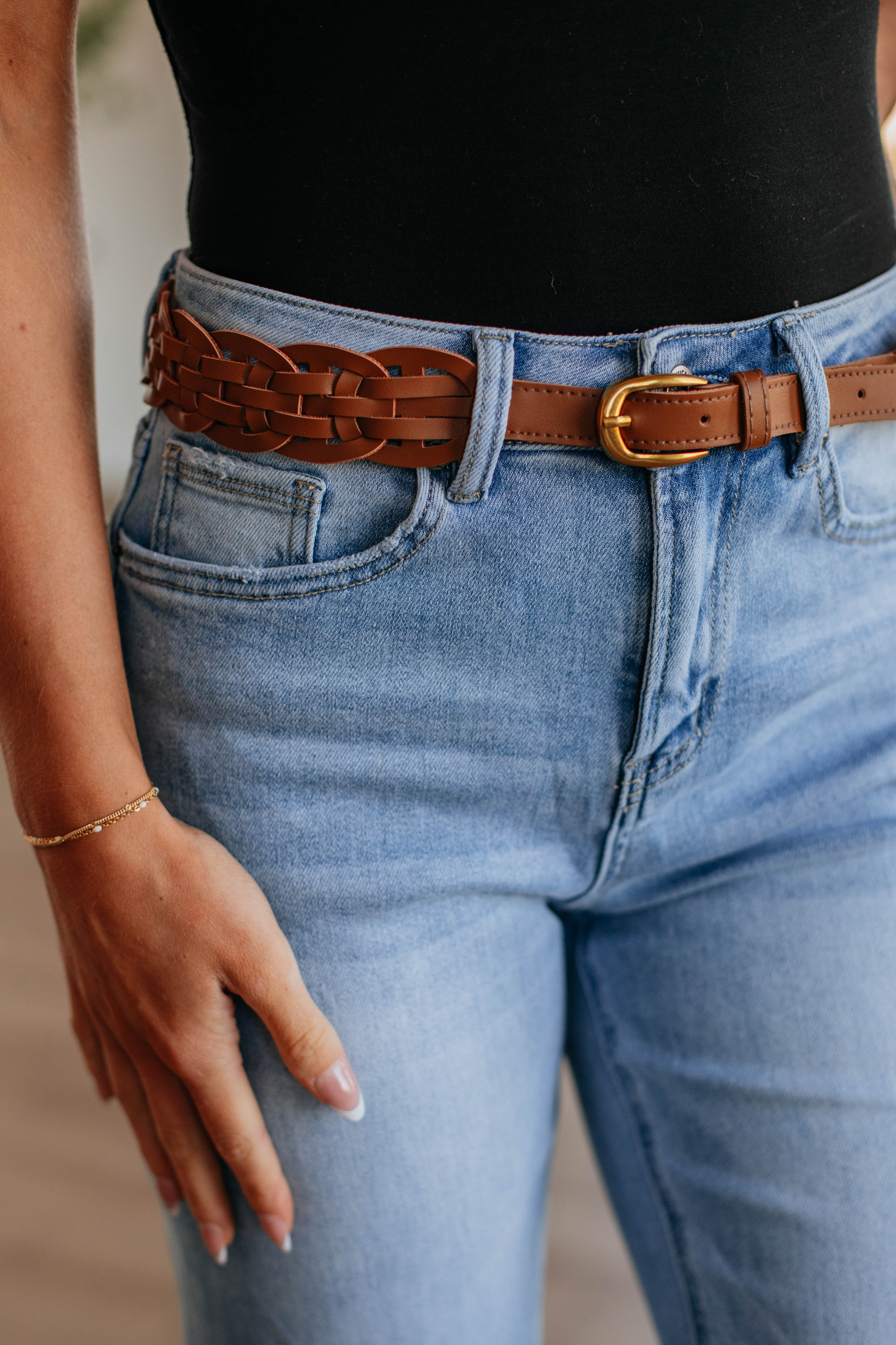 Dion Braided Leather Belt for Men - Genuine Leather Dress Belt in Cognac Brown - Perfect for Office, Casual & Formal Wear