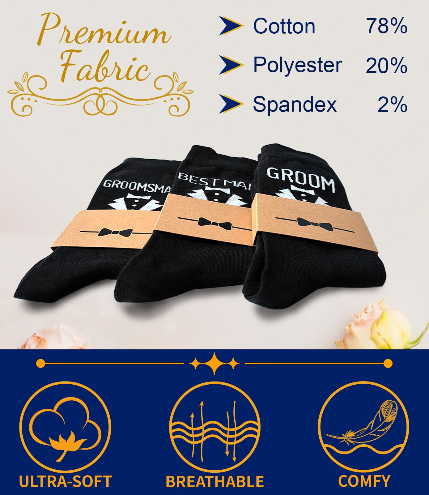 Premium Men's Wedding Socks Gift Set - 6 Pairs Luxury Dress Socks for Groom & Groomsmen - Perfect for Weddings, Anniversaries & Formal Events