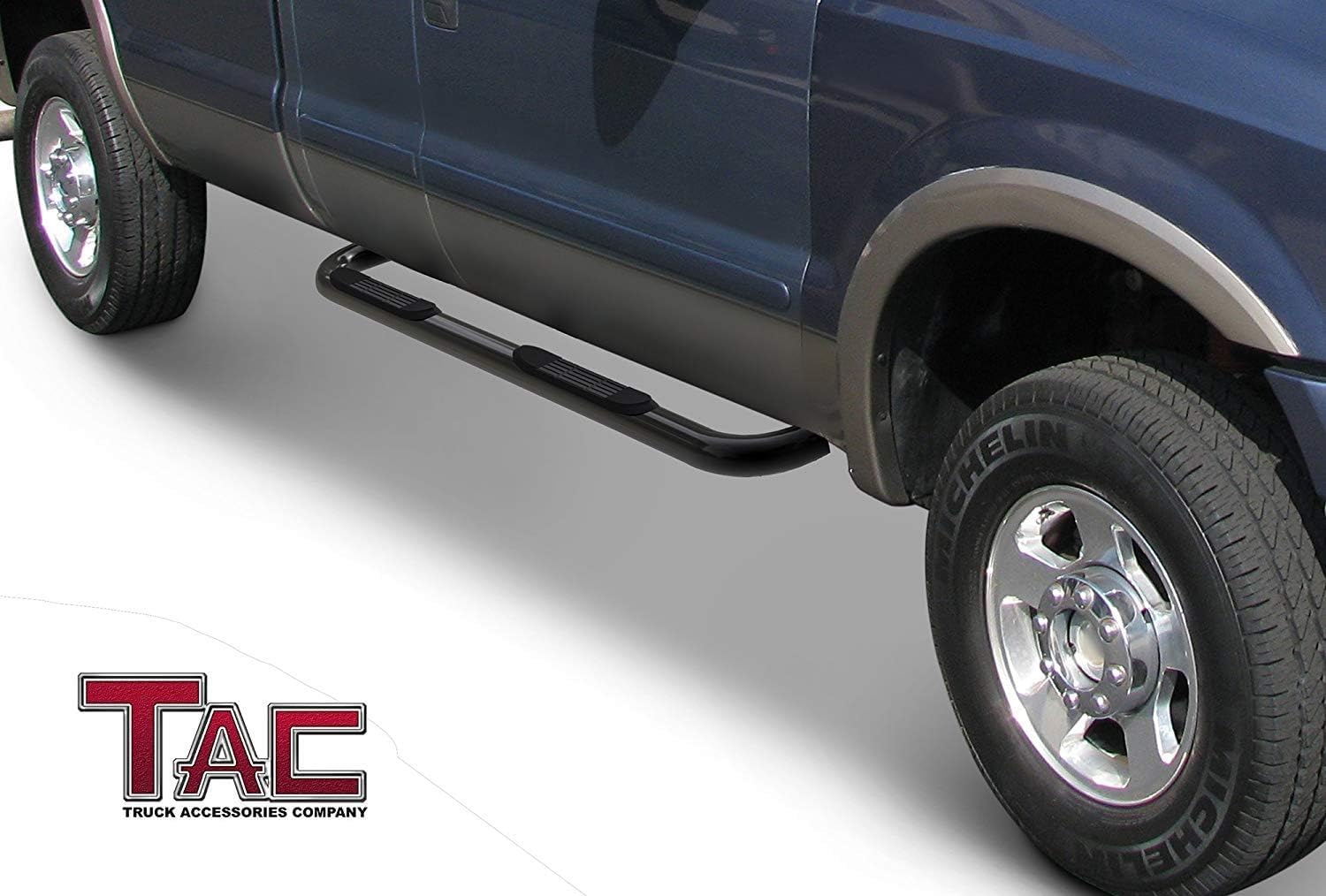 TAC Side Steps for 2015-2025 Ford F150 Super Cab & 2017-2025 F250 F350 F450 F550 Super Duty Super Cab | Black Nerf Bars Running Boards (2-Piece Set) | Off-Road Protection & Easy Truck Access