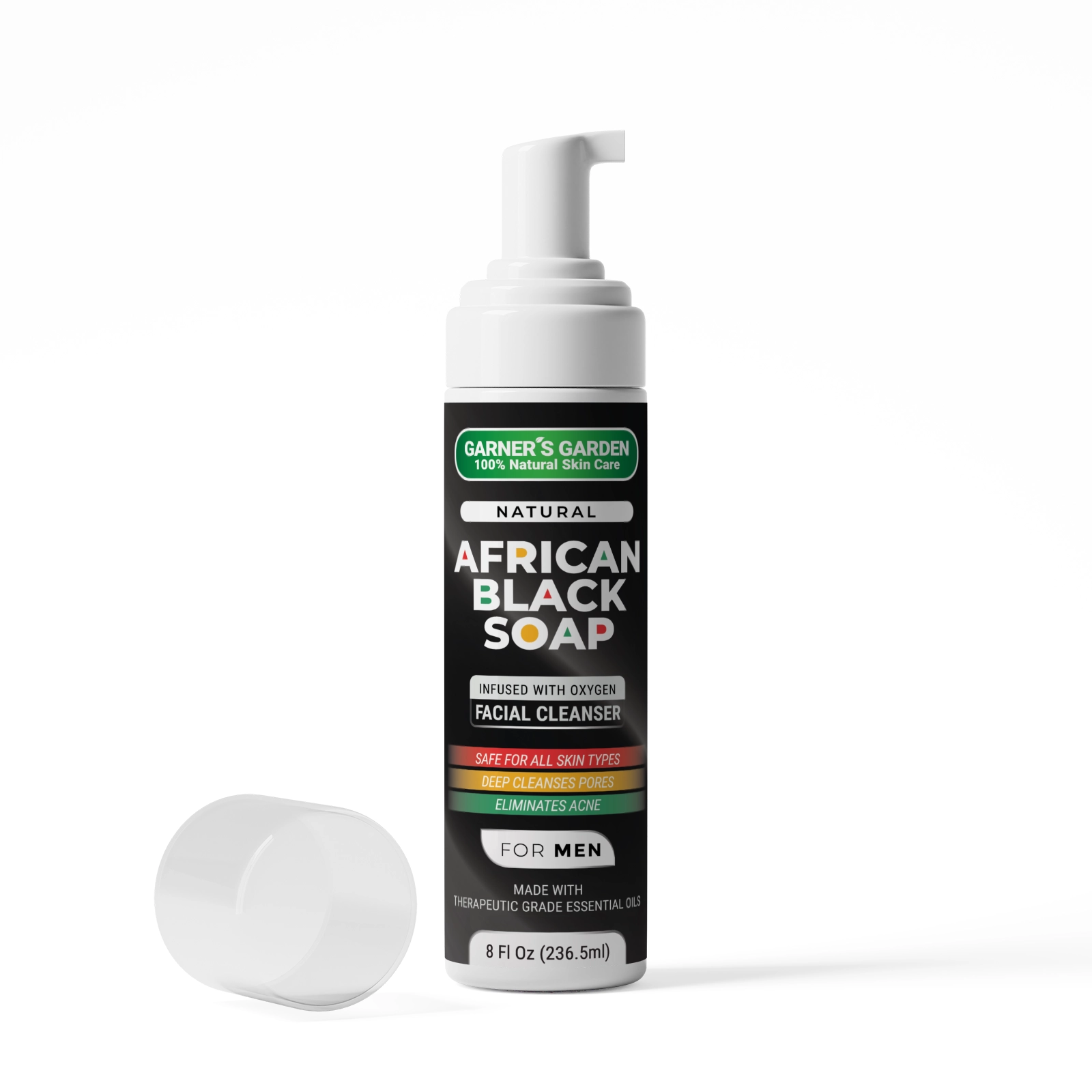 African Black Soap Facial Cleanser for Men - Natural Deep Cleansing & Acne Treatment with H2O2 | Perfect for Oily Skin & Daily Skincare Routine