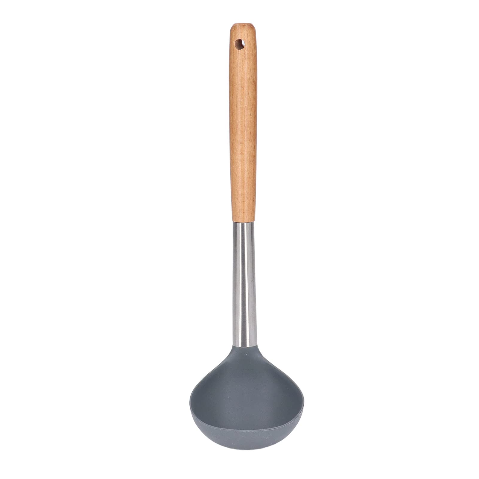 Premium Silicone Soup Ladle with Wooden Handle - Nonstick, Scratch-Resistant & Durable Kitchen Utensil for Cooking, Serving & Meal Prep