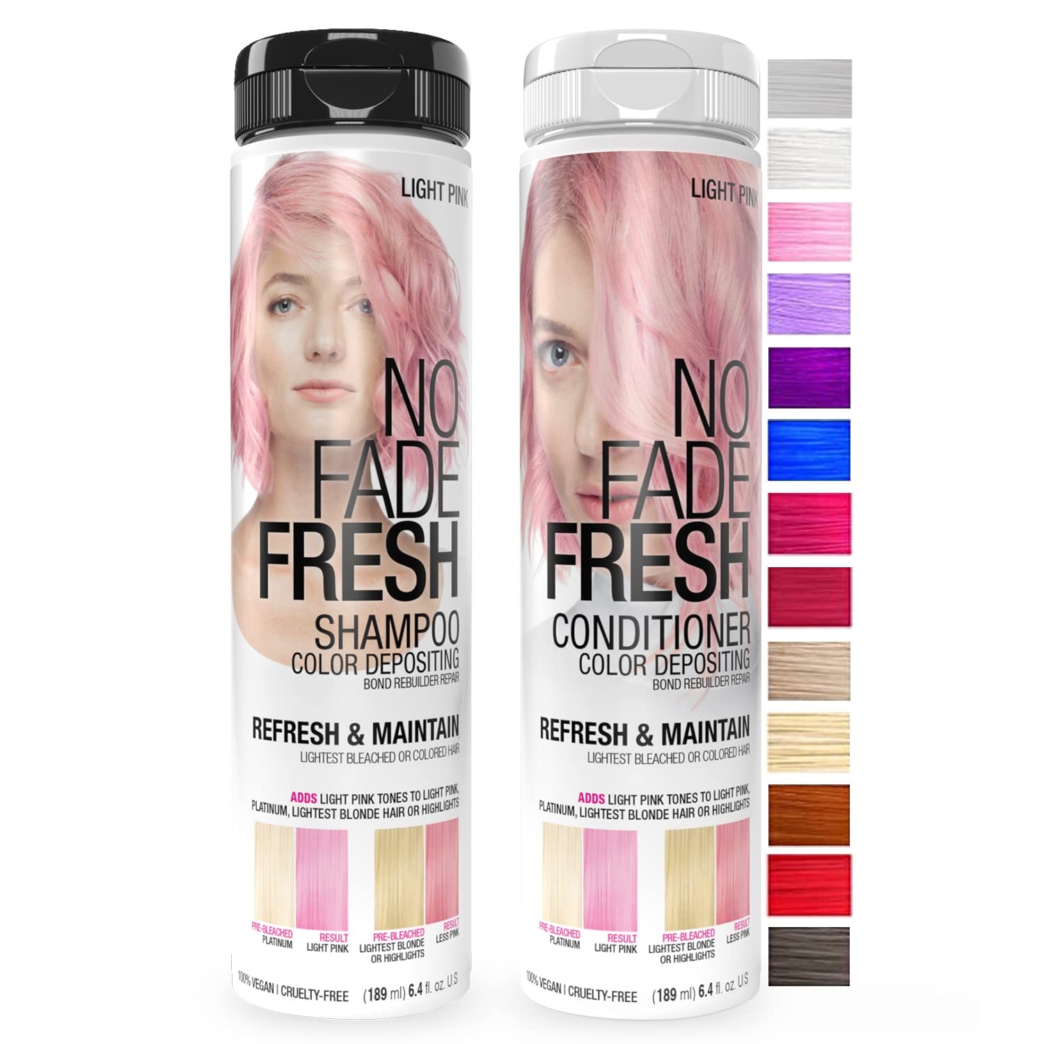 No Fade Fresh Light Pink Hair Shampoo & Conditioner Set - Color Enhancing, Fade Prevention & Pastel Purple Tint Refresh | Temporary Hair Dye for Vibrant Color-Treated Hair | Perfect for Salon-Quality Color Maintenance at Home