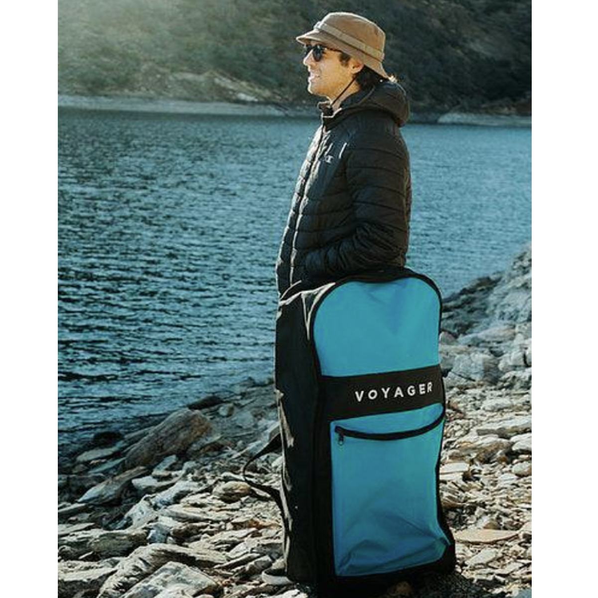 10'10 Woodgrain Voyager Inflatable Stand Up Paddle Board (SUP) Package with Paddle, Pump & Backpack - Perfect for Lakes, Rivers & Ocean Paddling