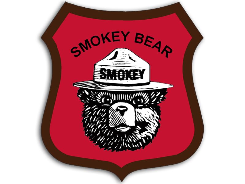 Red Smokey Bear Shield Vinyl Decal Sticker - 3 Inch Waterproof Camping, Hiking & Outdoor Adventure Logo for Cars, Trucks, Laptops, Coolers & Gear - Perfect for National Park Enthusiasts & Nature Lovers