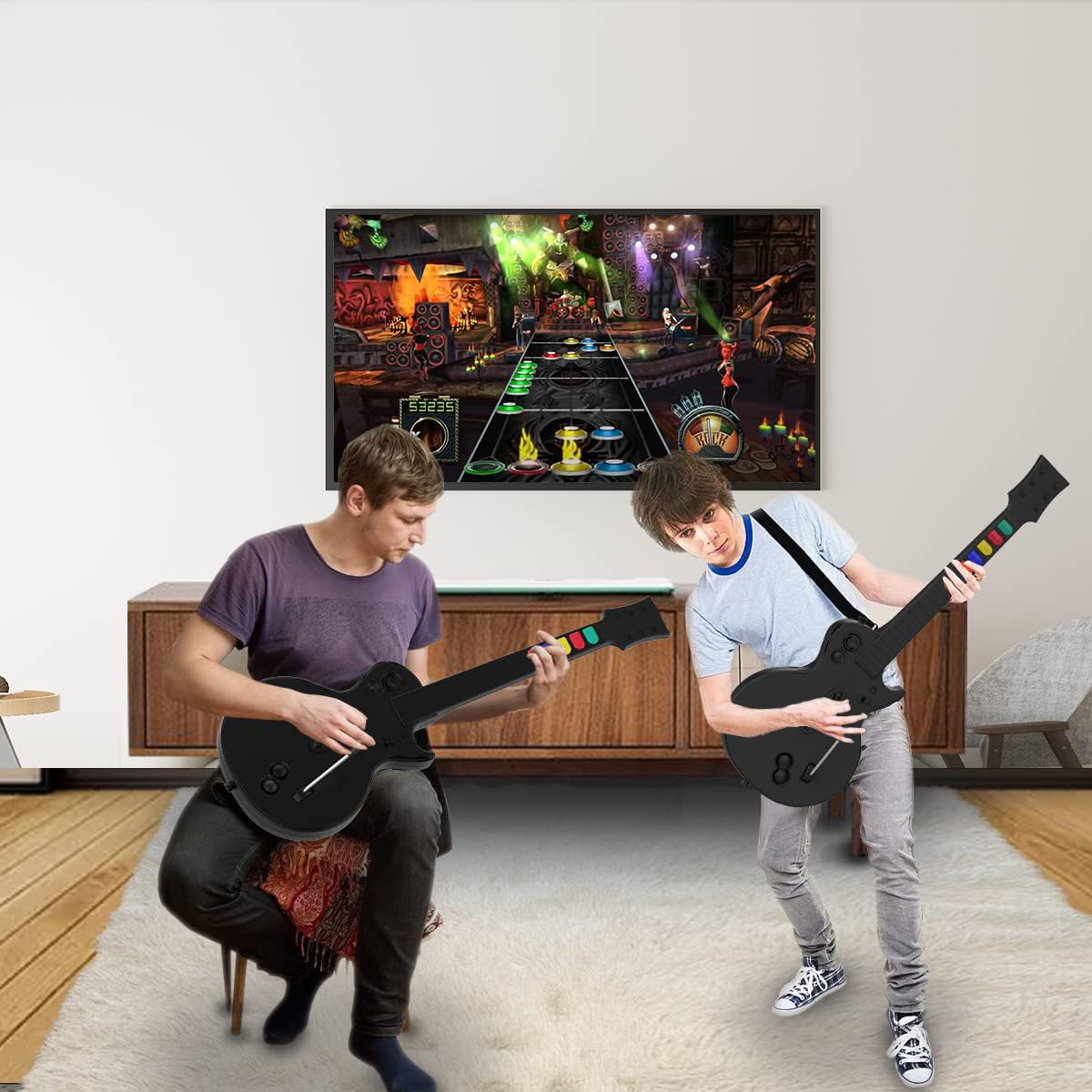 Wireless Guitar Hero Controller for PC & PS3 - Compatible with Rock Band, Clone Hero, and Guitar Hero Games - Black | Perfect for Gaming Parties & Music Simulation Enthusiasts
