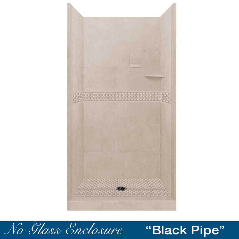 Alcove Brown Sugar Sistine Stone & Jewel Stone Accent DIY Shower Remodel Kit - Easy Bathroom Upgrade for Modern Home Renovation