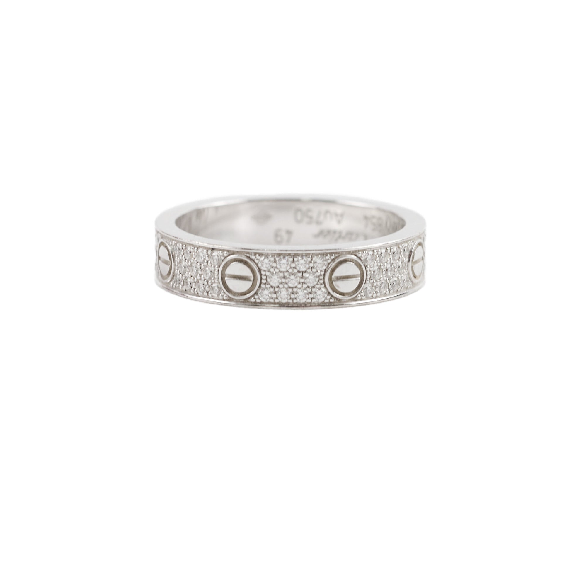 Cartier Pave Diamond White Gold Ring Size 49 - Luxury Wedding Band for Women, Perfect for Engagement & Anniversary Gifts