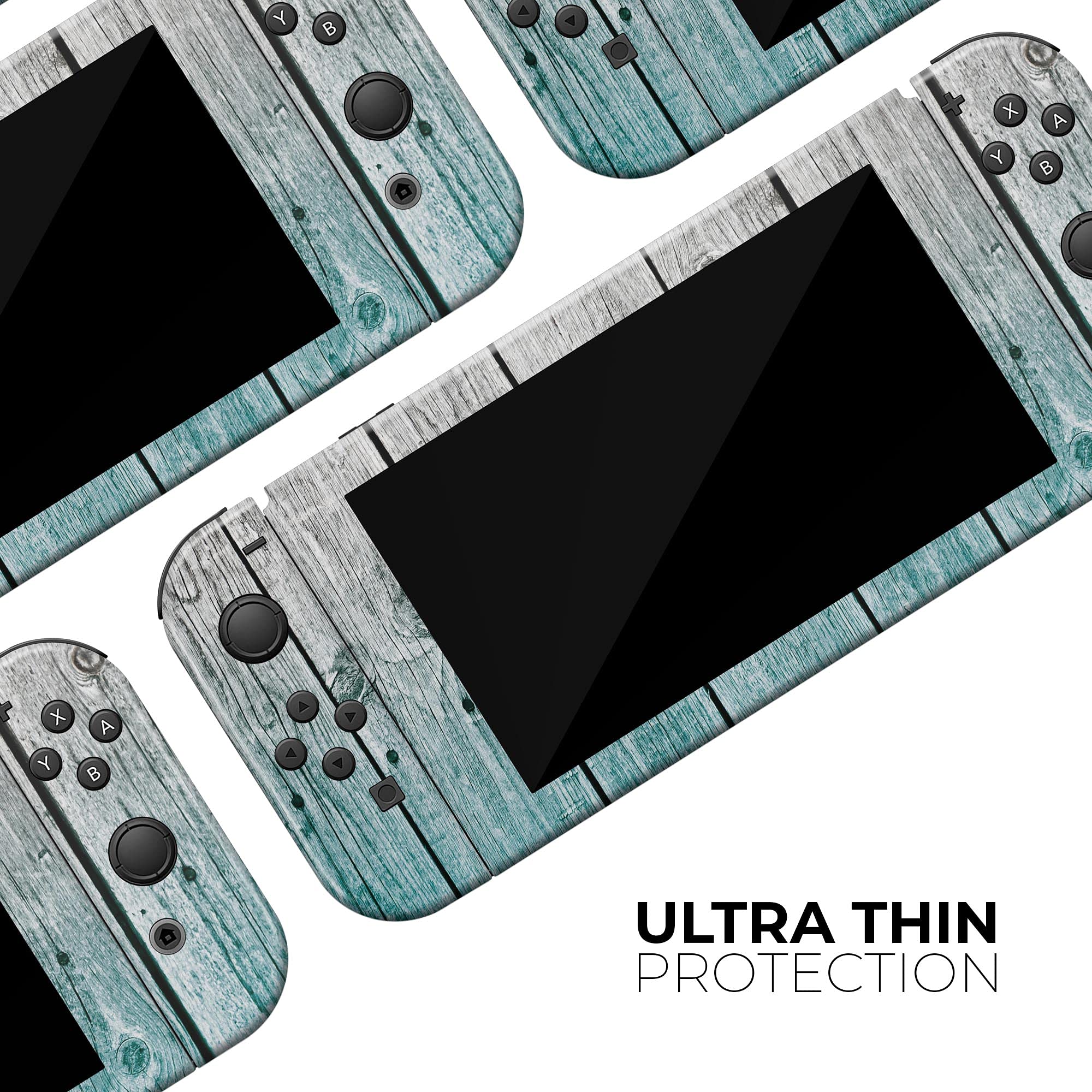 Nintendo Switch Dock Skin Decal - Scratch-Resistant Removable Vinyl Wrap Cover - Trendy Teal to White Aged Wood Planks Design - Perfect for Gaming Setup & Home Decor