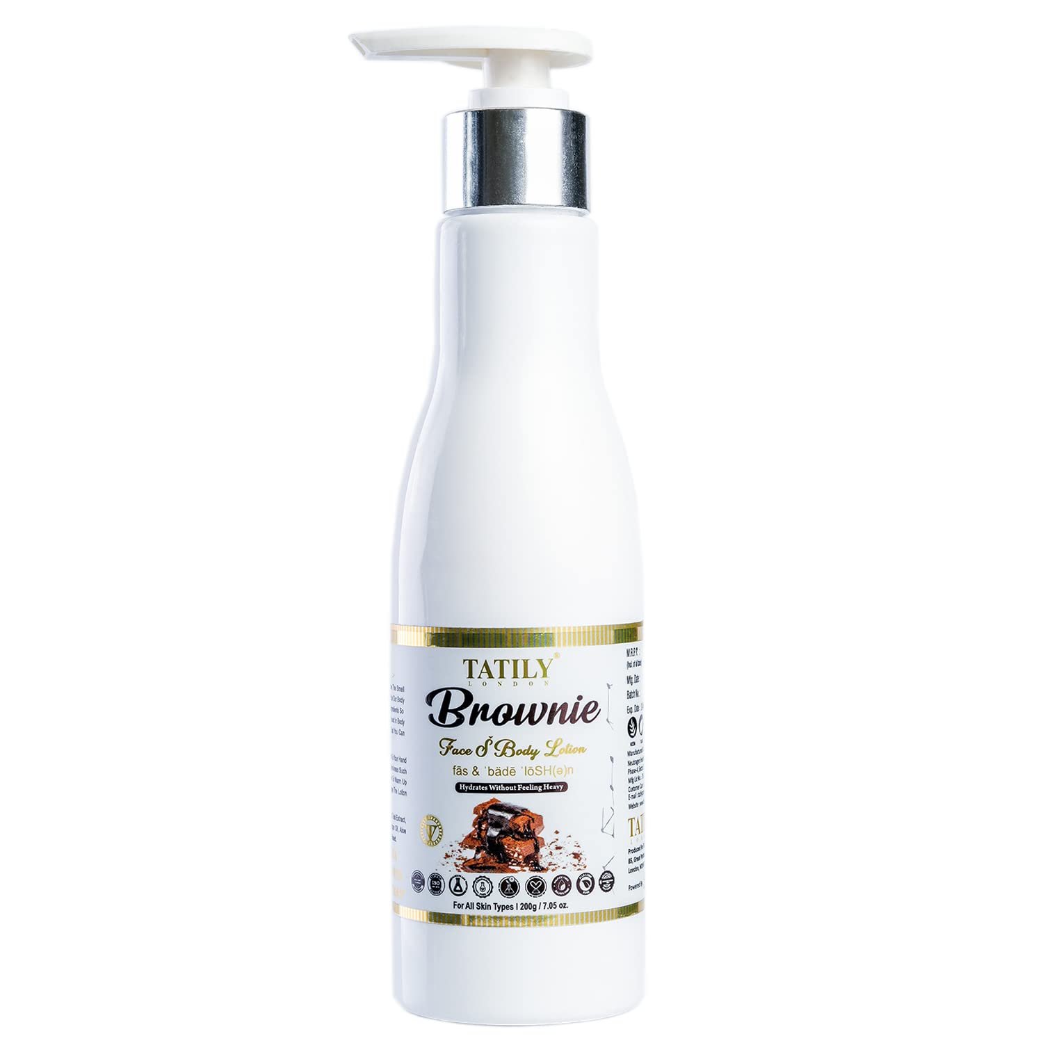 Tatily London Brownie Face & Body Lotion with Shea Butter - 24H Moisturizing Cream for All Skin Types | Skin Brightening & Nourishing | Perfect for Dry Skin Care & Daily Hydration - 200g