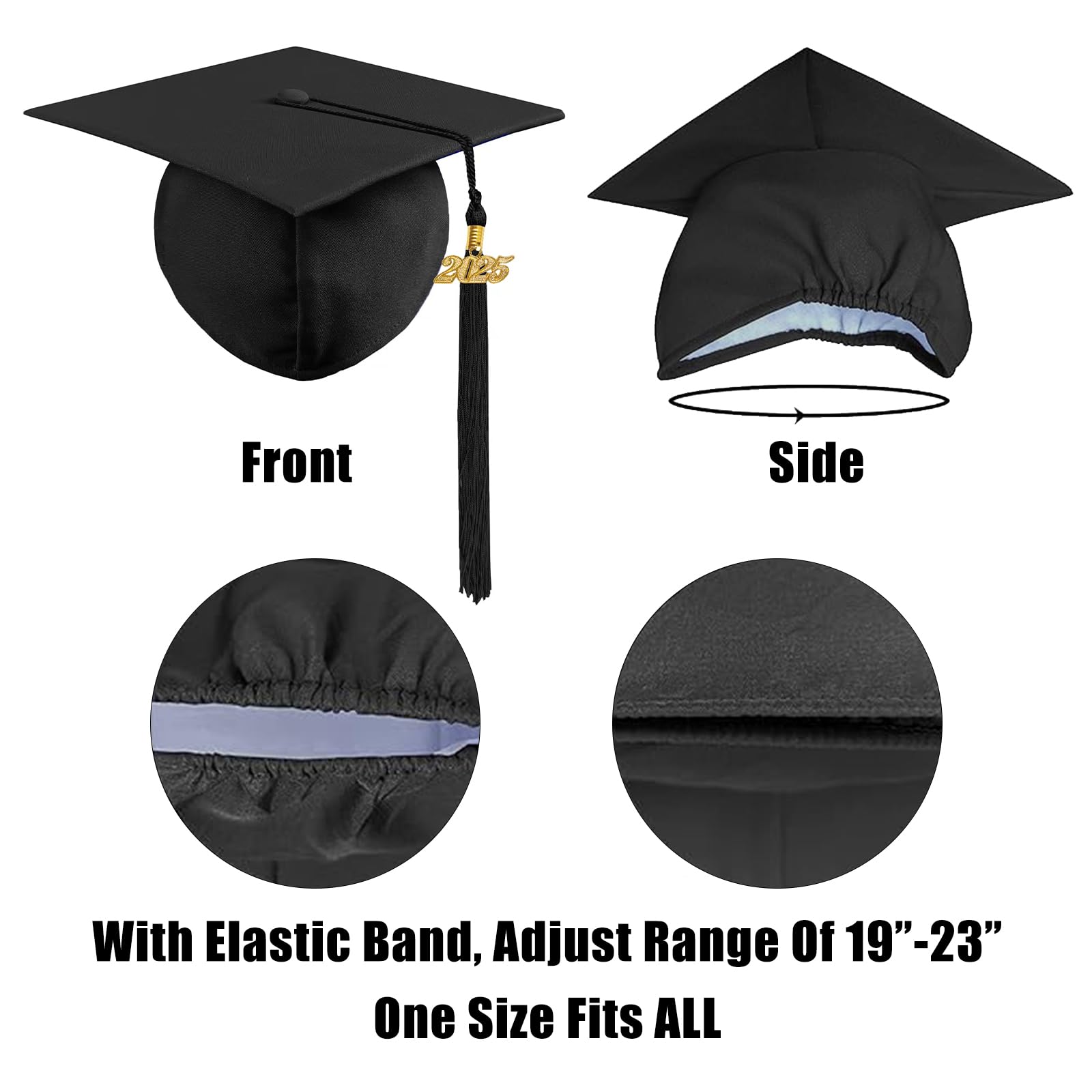 2025 Graduation Cap and Gown Set - 6Pcs Matte Finish with Tassel for High School & College Ceremonies | Perfect for Graduation Photos, Commencement & Academic Events