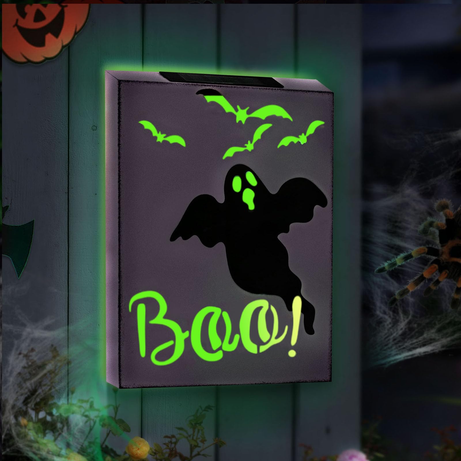 Solar-Powered Halloween Ghost Wall Lights - Outdoor Halloween Decor for Patio, Lawn, Yard - Scary Halloween Solar Lights for Home & Garden - Perfect for Halloween Parties & Spooky Nighttime Ambiance