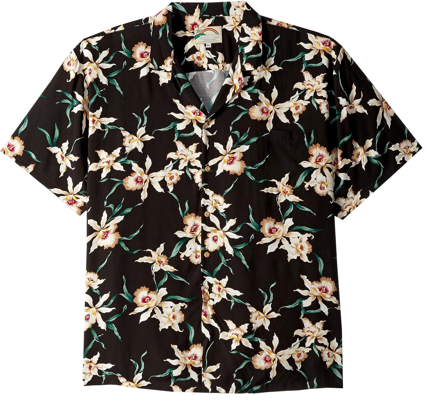 Paradise Found Men's Star Orchid Hawaiian Shirt - Vintage Magnum PI Style Aloha Shirt for Summer, Beach & Tropical Vacations