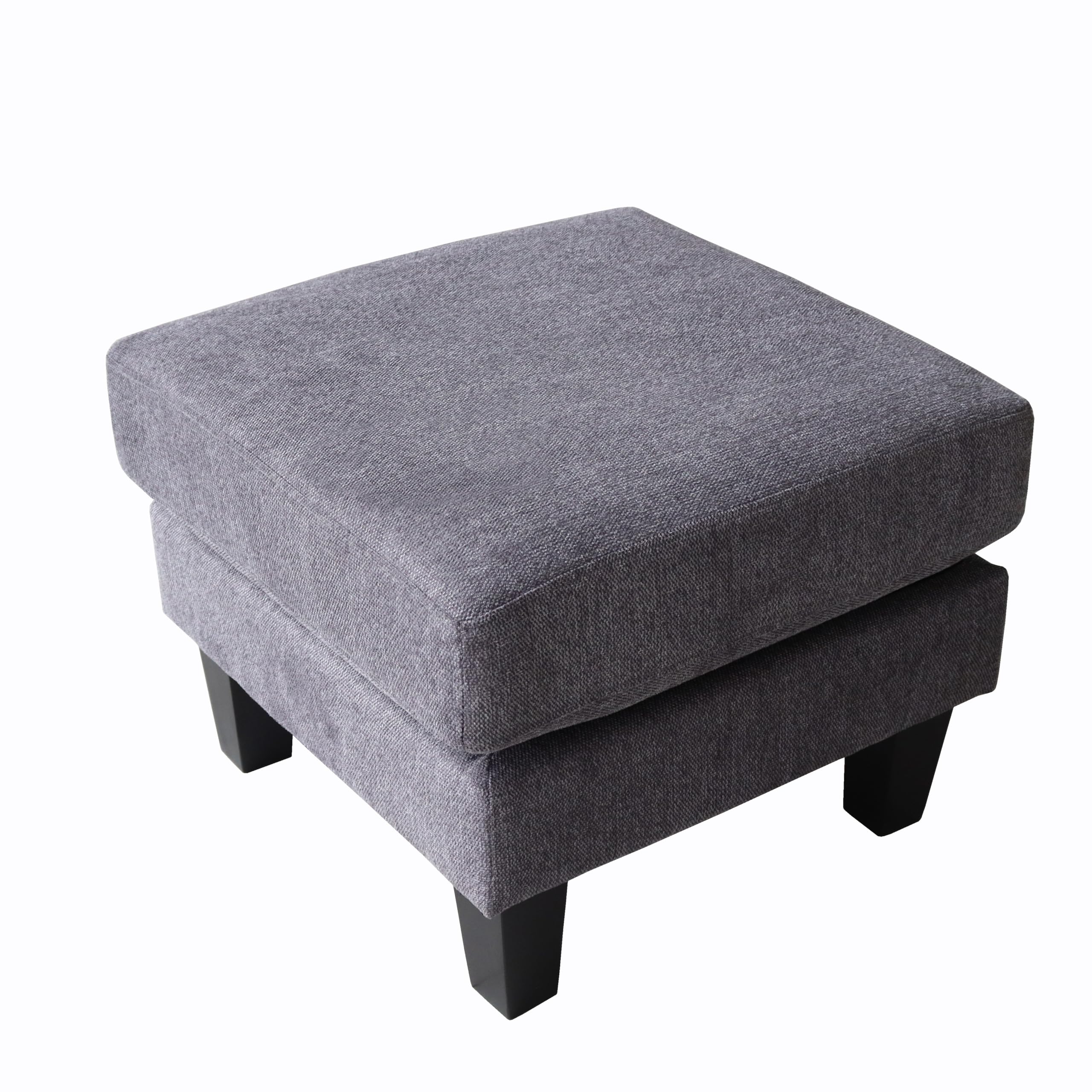 Dark Grey Ottoman Footstool with Soft Fabric Upholstery - 23 Inch Round Storage Pouf for Living Room, Bedroom & Home Decor