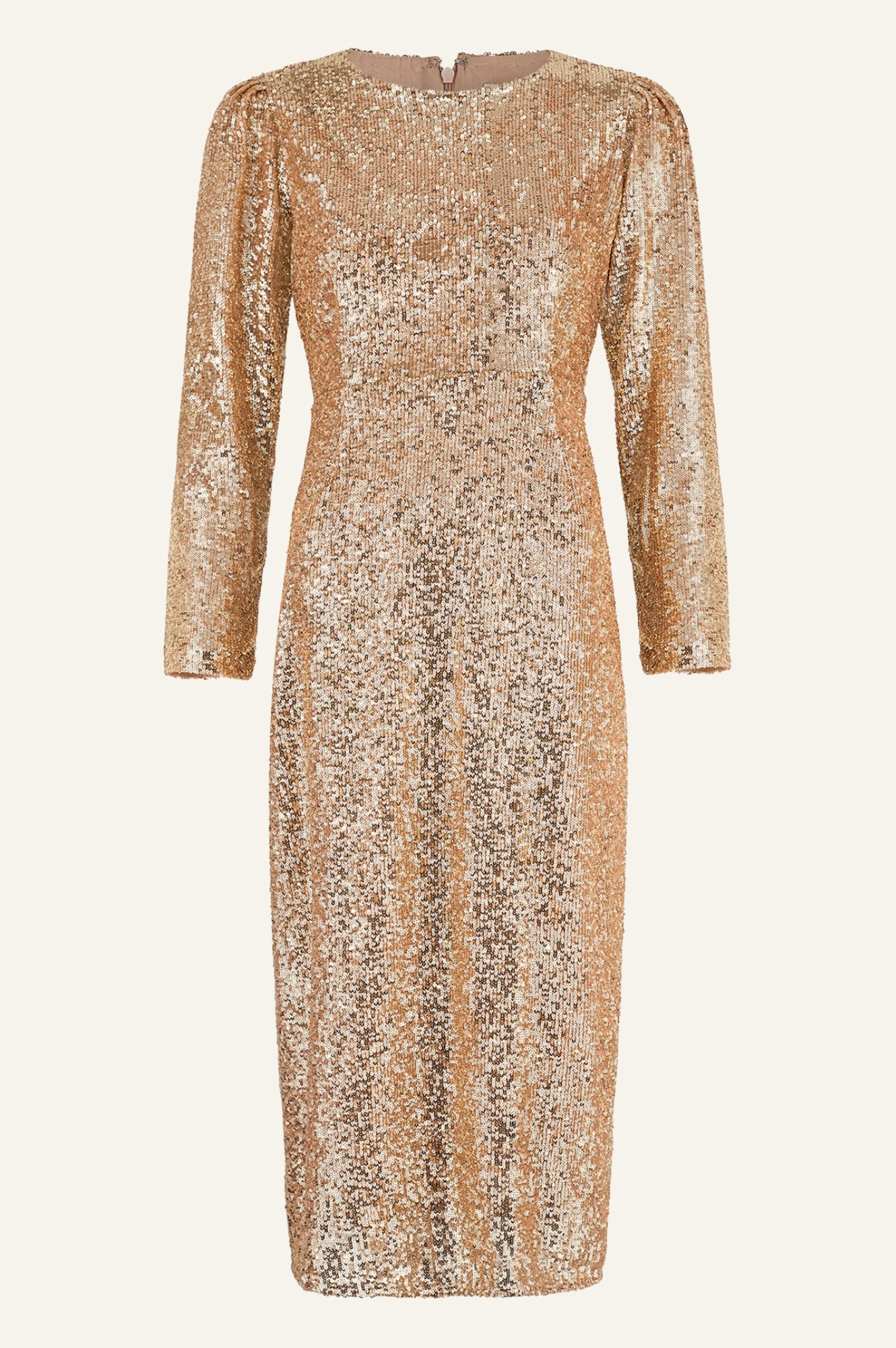 Elegant Tasmin Sequin Midi Dress in Champagne Gold - Perfect for Evening Parties, Cocktail Events & Special Occasions