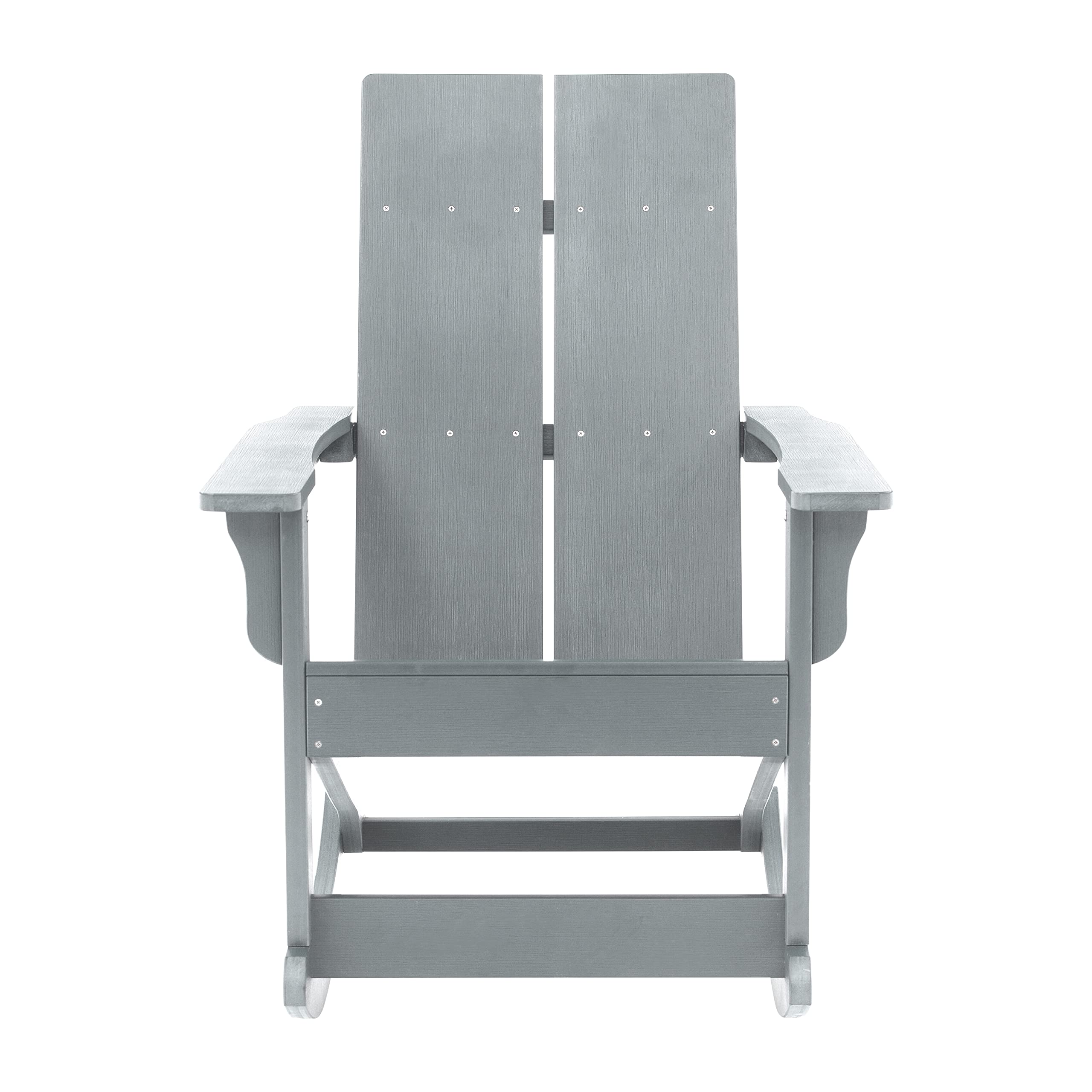 EMMA + OLIVER Harmon Adirondack Rocking Chair - Gray Poly Resin - Indoor/Outdoor All-Weather Rocking Chair - Easy Assembly - 350 lb Weight Capacity - Perfect for Patio, Garden, Porch & Backyard Relaxation