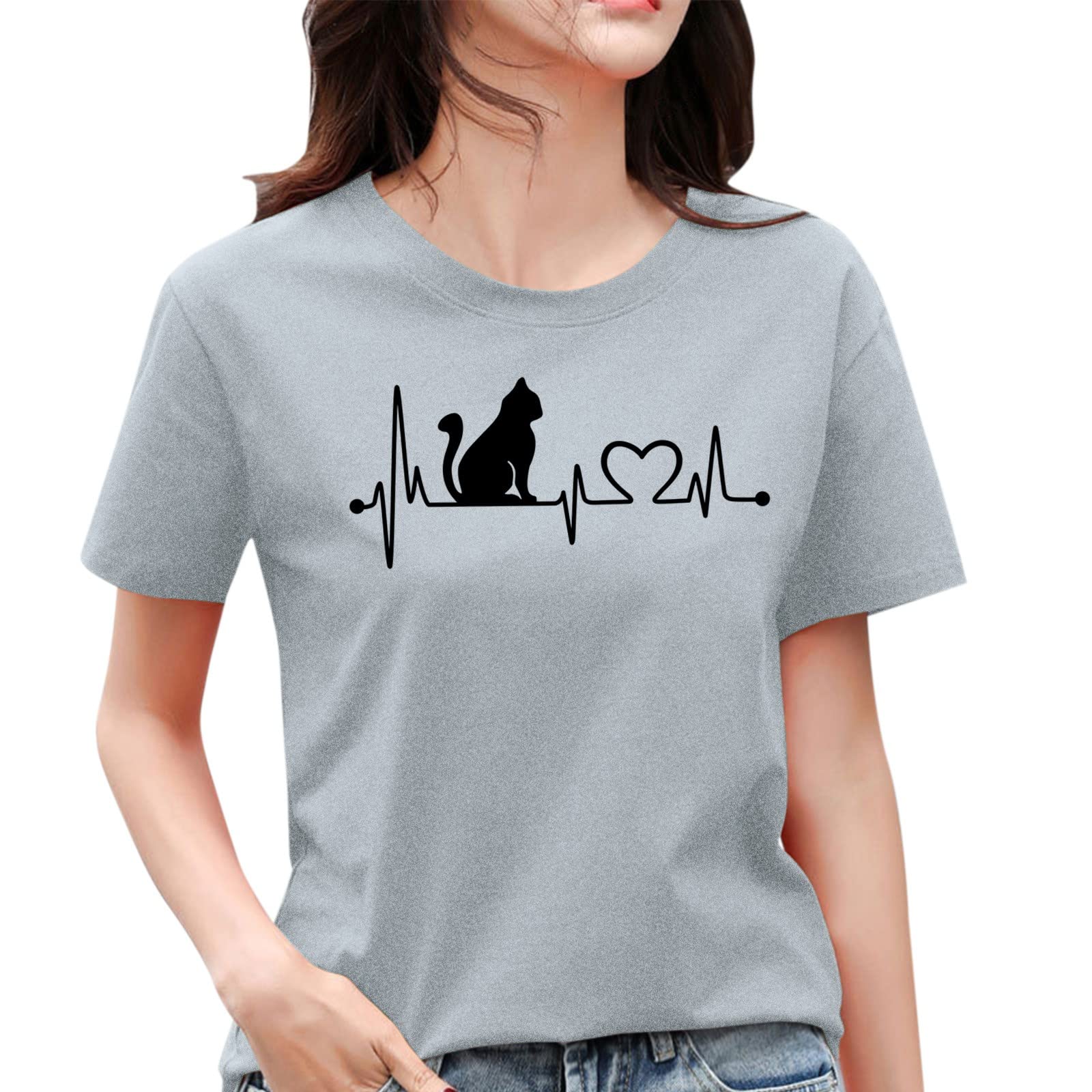 Women's Short Sleeve Crew Neck T-Shirt - Loose Fit Casual Summer Tee - Breathable & Quick-Dry Cotton Shirt for Everyday Wear, Outings & Travel