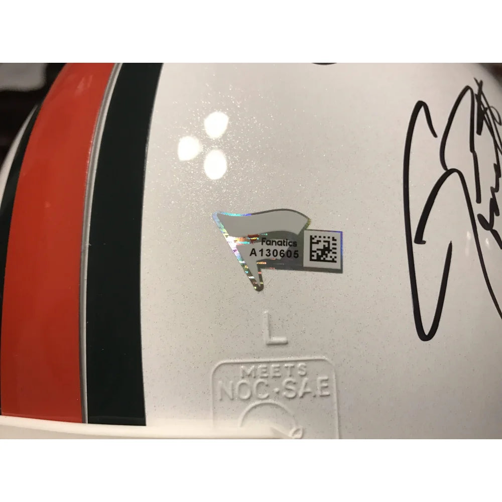 Miami Hurricanes Autographed Proline Helmet with COA - Signed by Quarterback Legends - Perfect for Sports Memorabilia Collectors and Hurricanes Fans Display